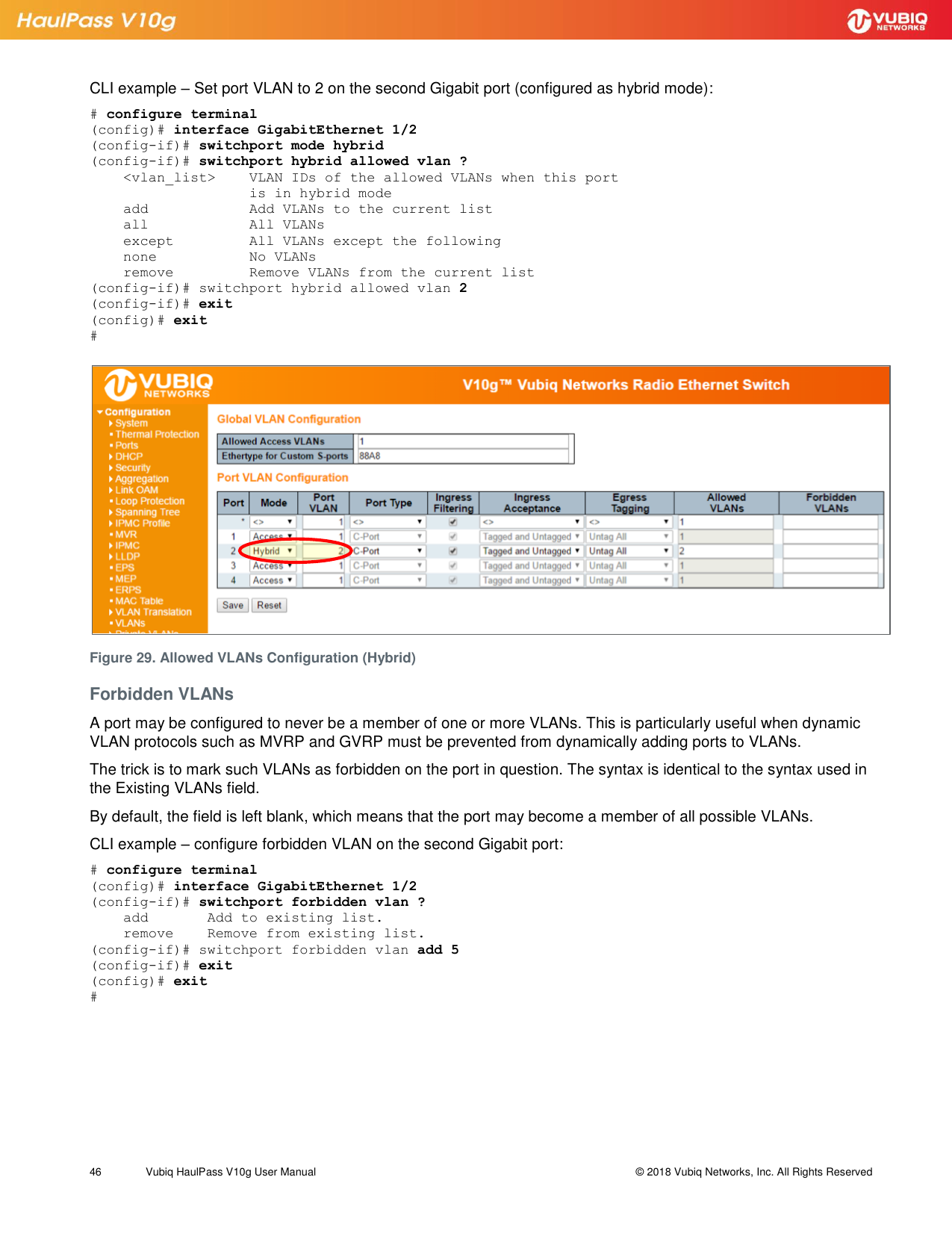 Page 46 of Vubiq Networks V10G-H HaulPass V10g 10 Gbps Ethernet Link User Manual Vubiq