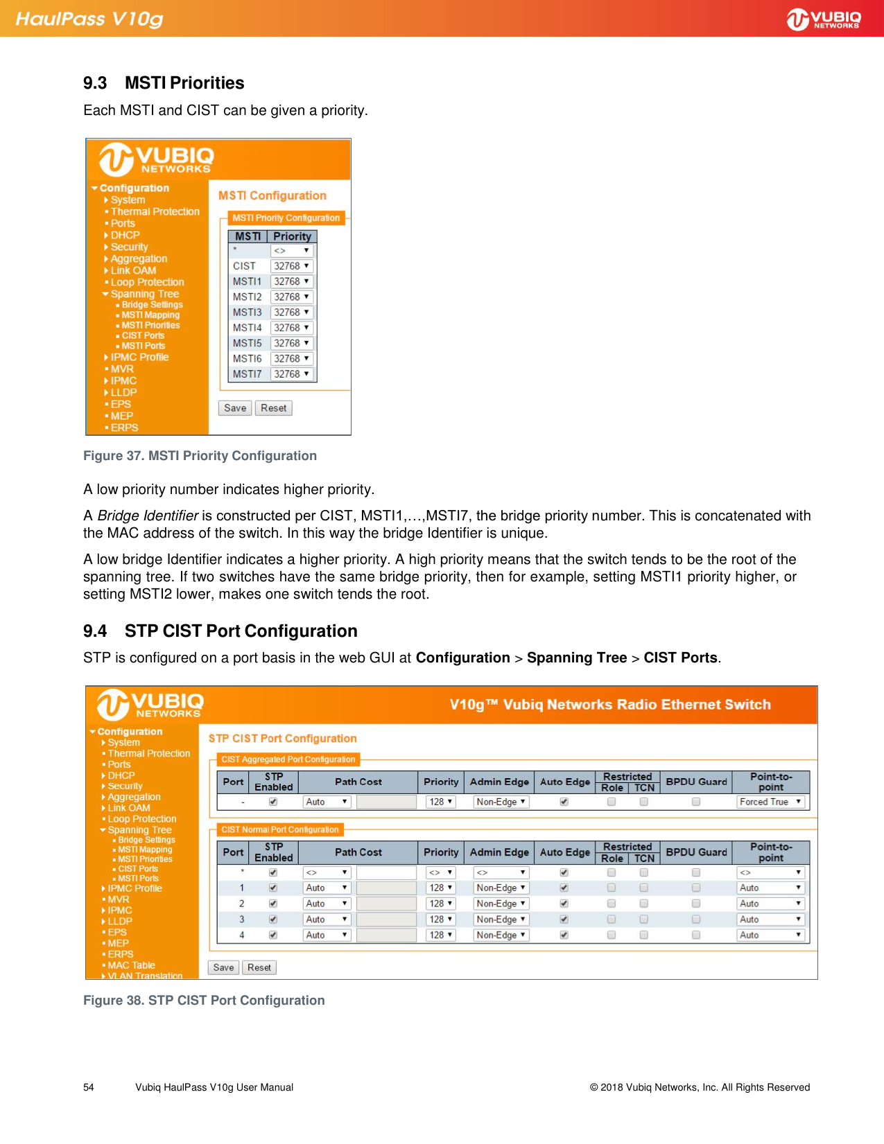 Page 54 of Vubiq Networks V10G-H HaulPass V10g 10 Gbps Ethernet Link User Manual Vubiq