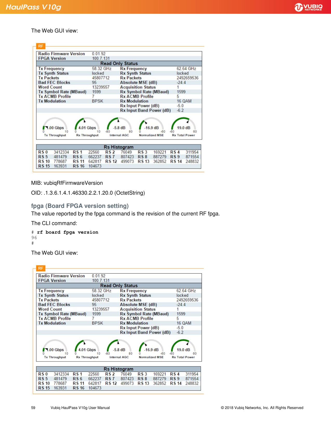 Page 59 of Vubiq Networks V10G-H HaulPass V10g 10 Gbps Ethernet Link User Manual Vubiq