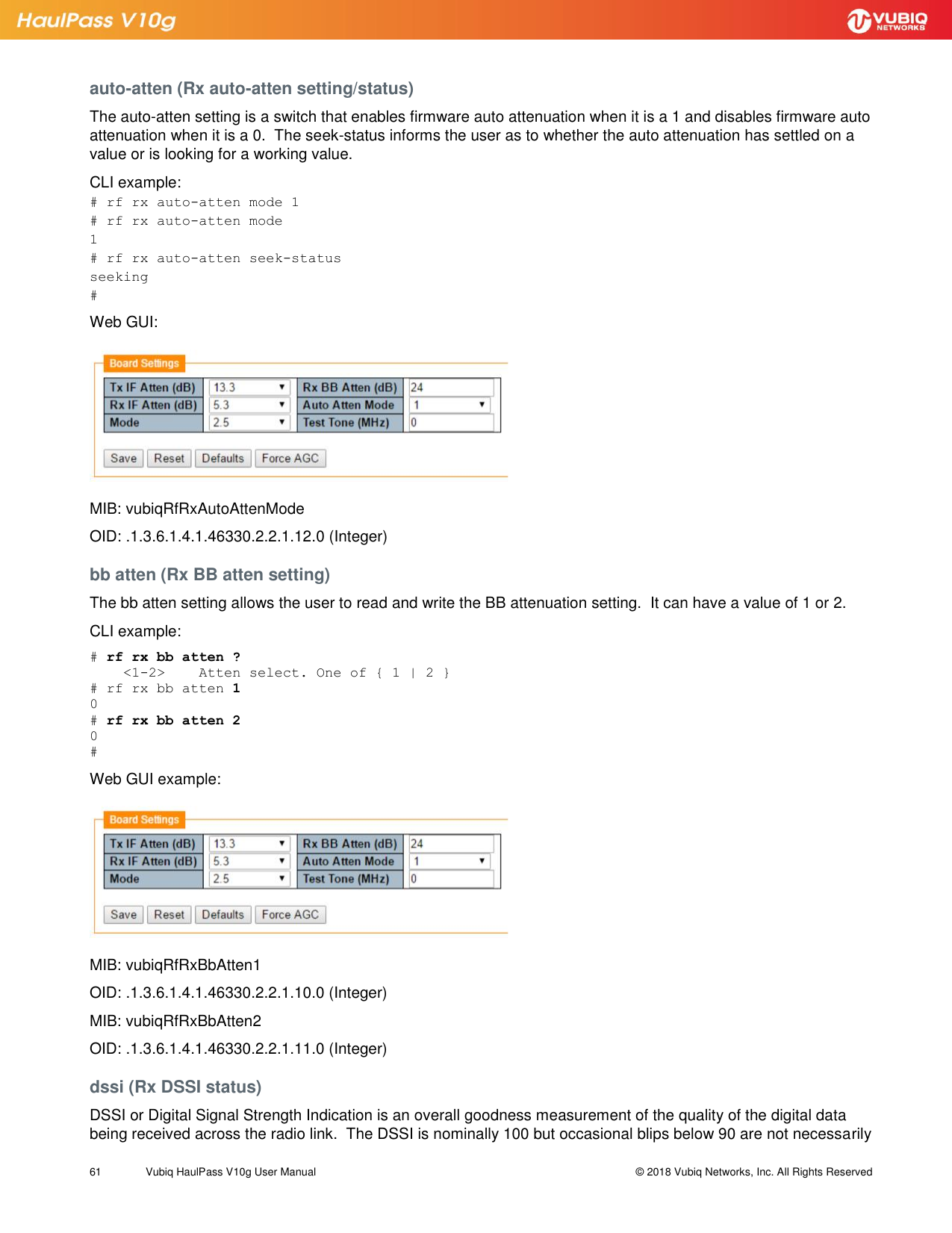 Page 61 of Vubiq Networks V10G-H HaulPass V10g 10 Gbps Ethernet Link User Manual Vubiq