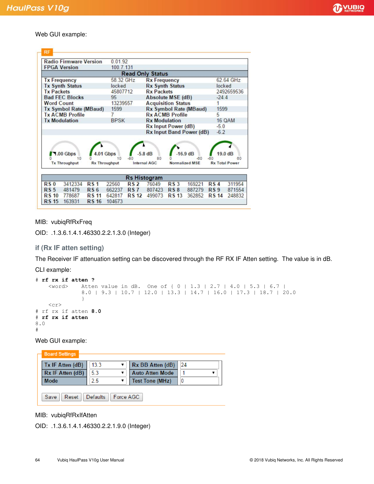 Page 64 of Vubiq Networks V10G-H HaulPass V10g 10 Gbps Ethernet Link User Manual Vubiq