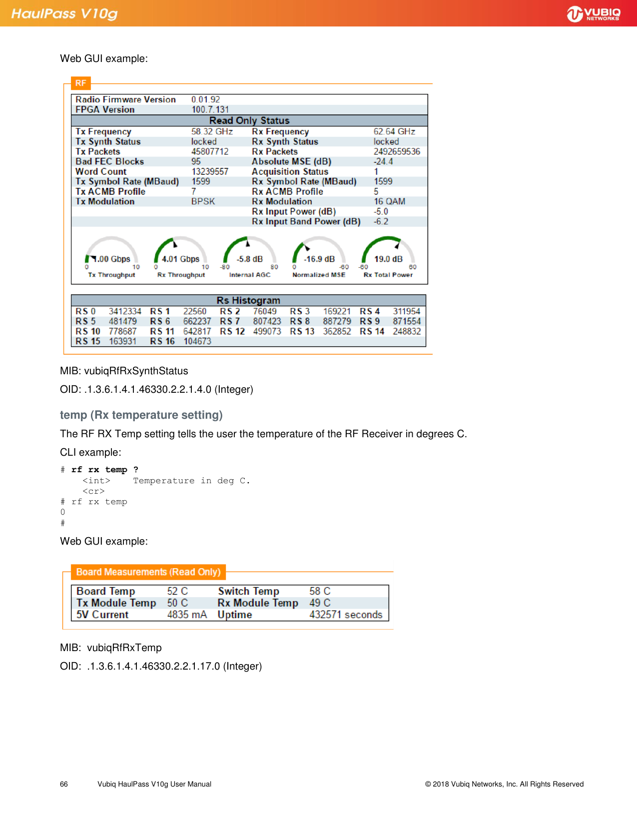 Page 66 of Vubiq Networks V10G-H HaulPass V10g 10 Gbps Ethernet Link User Manual Vubiq