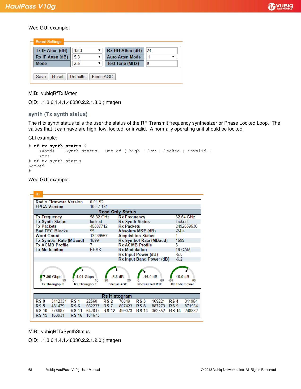 Page 68 of Vubiq Networks V10G-H HaulPass V10g 10 Gbps Ethernet Link User Manual Vubiq