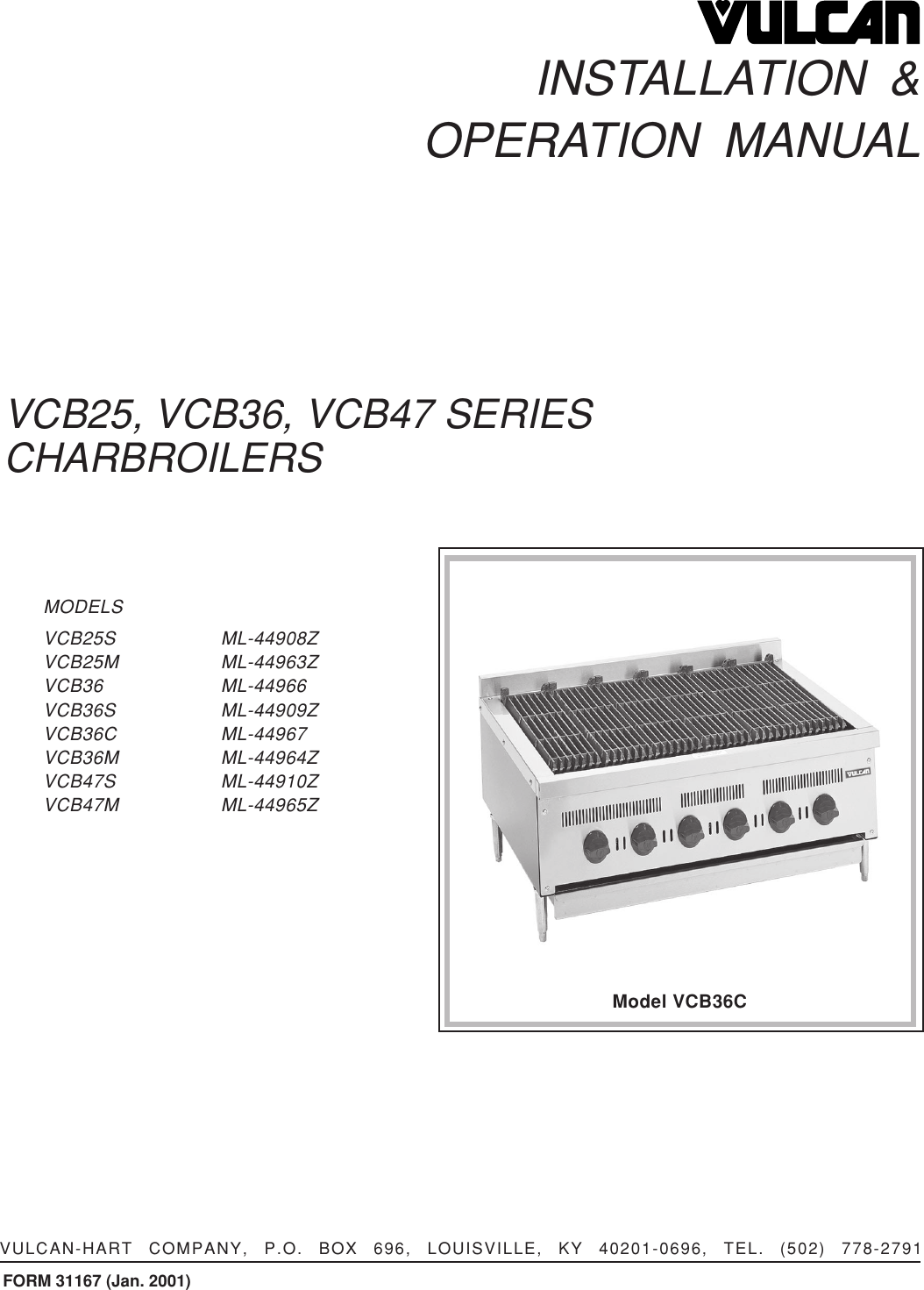 Page 1 of 8 - Vulcan-Hart Vulcan-Hart-Vcb25M-Ml-44963Z-Users-Manual- F31167VCB_Charbroilers.pm65  Vulcan-hart-vcb25m-ml-44963z-users-manual