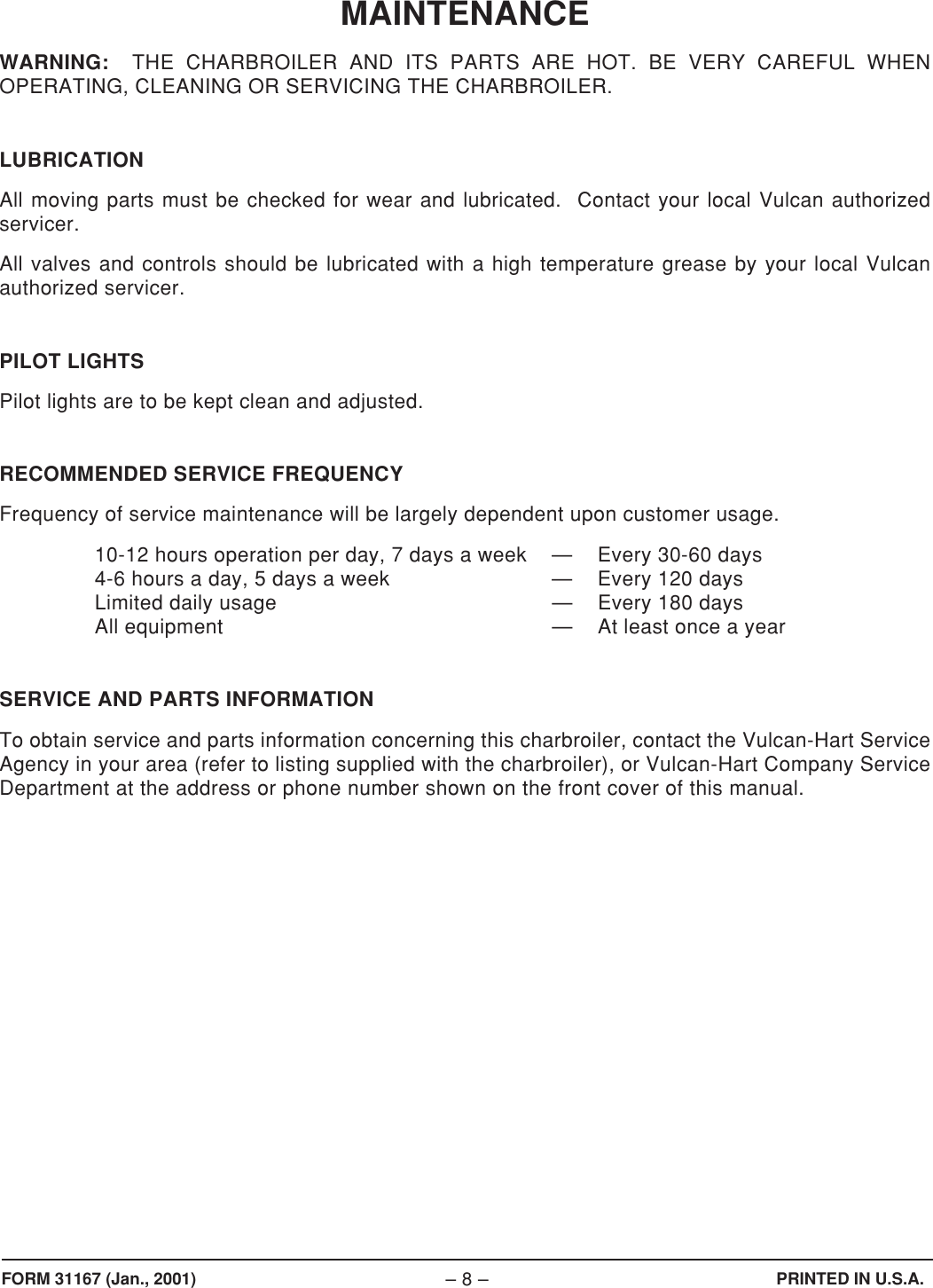 Page 8 of 8 - Vulcan-Hart Vulcan-Hart-Vcb25M-Ml-44963Z-Users-Manual- F31167VCB_Charbroilers.pm65  Vulcan-hart-vcb25m-ml-44963z-users-manual