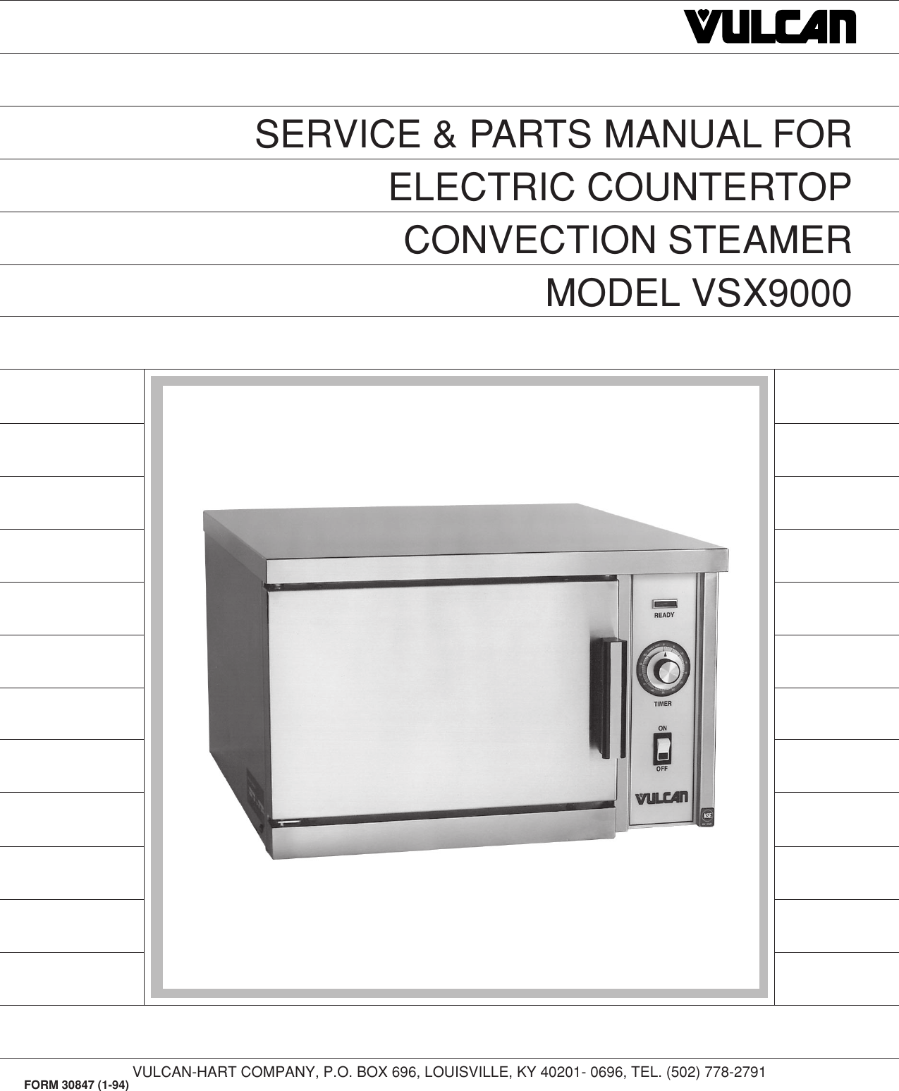 Page 1 of 12 - Vulcan-Hart Vulcan-Hart-Vsx-9000-Users-Manual-  Vulcan-hart-vsx-9000-users-manual