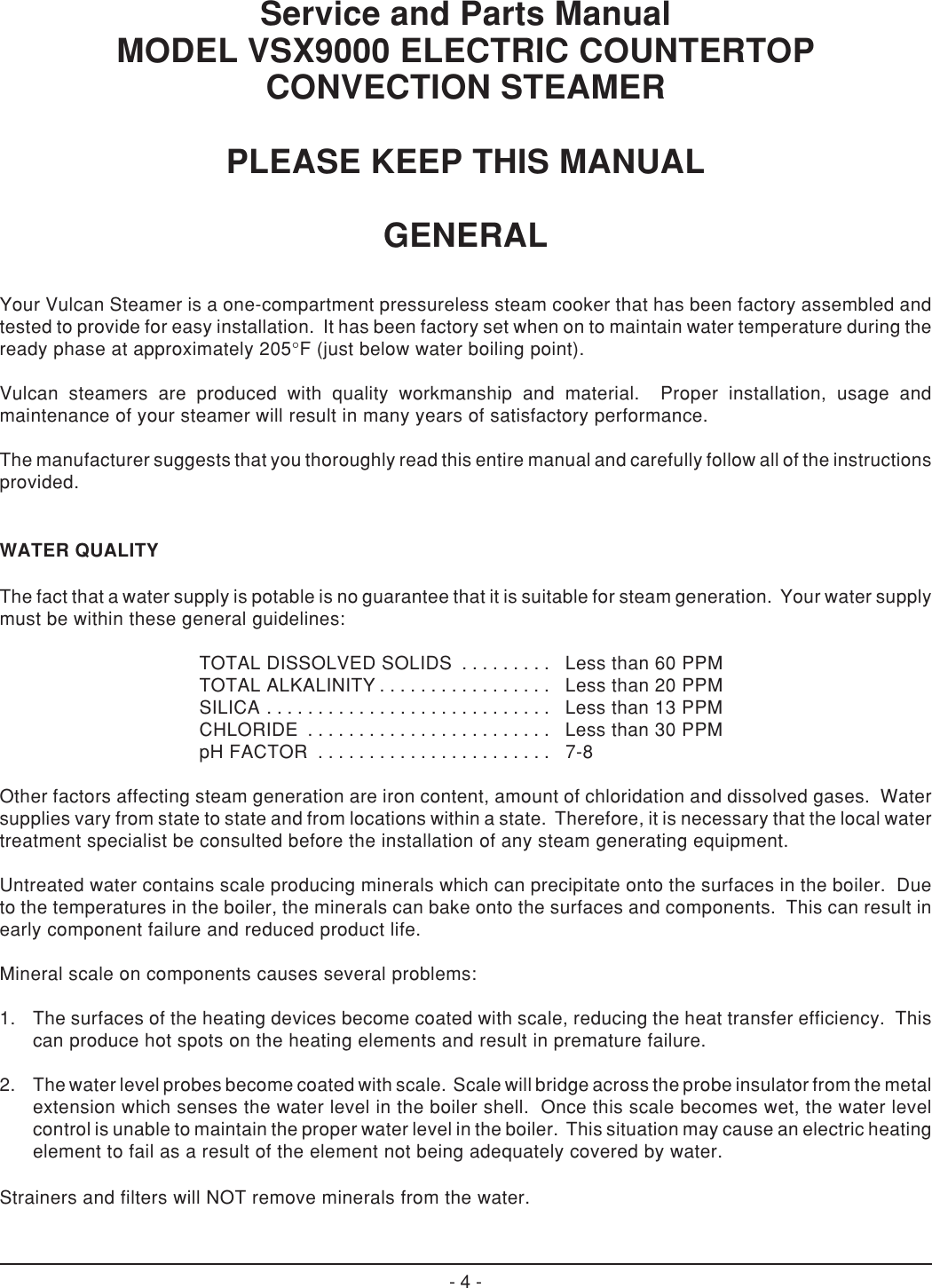 Page 4 of 12 - Vulcan-Hart Vulcan-Hart-Vsx-9000-Users-Manual-  Vulcan-hart-vsx-9000-users-manual