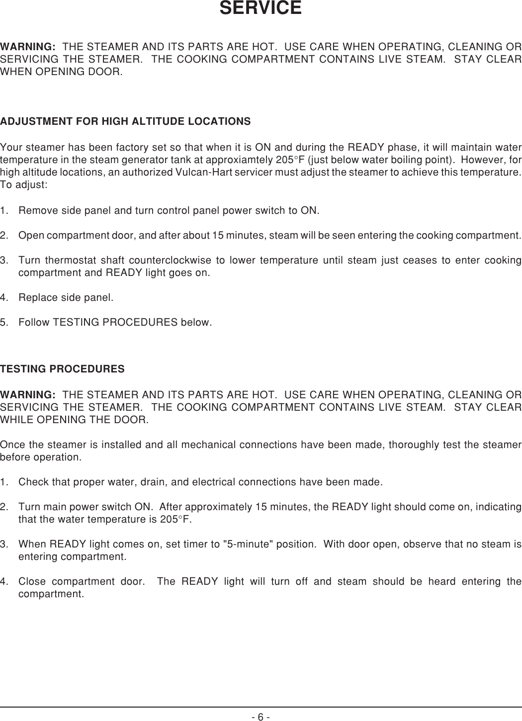 Page 6 of 12 - Vulcan-Hart Vulcan-Hart-Vsx-9000-Users-Manual-  Vulcan-hart-vsx-9000-users-manual
