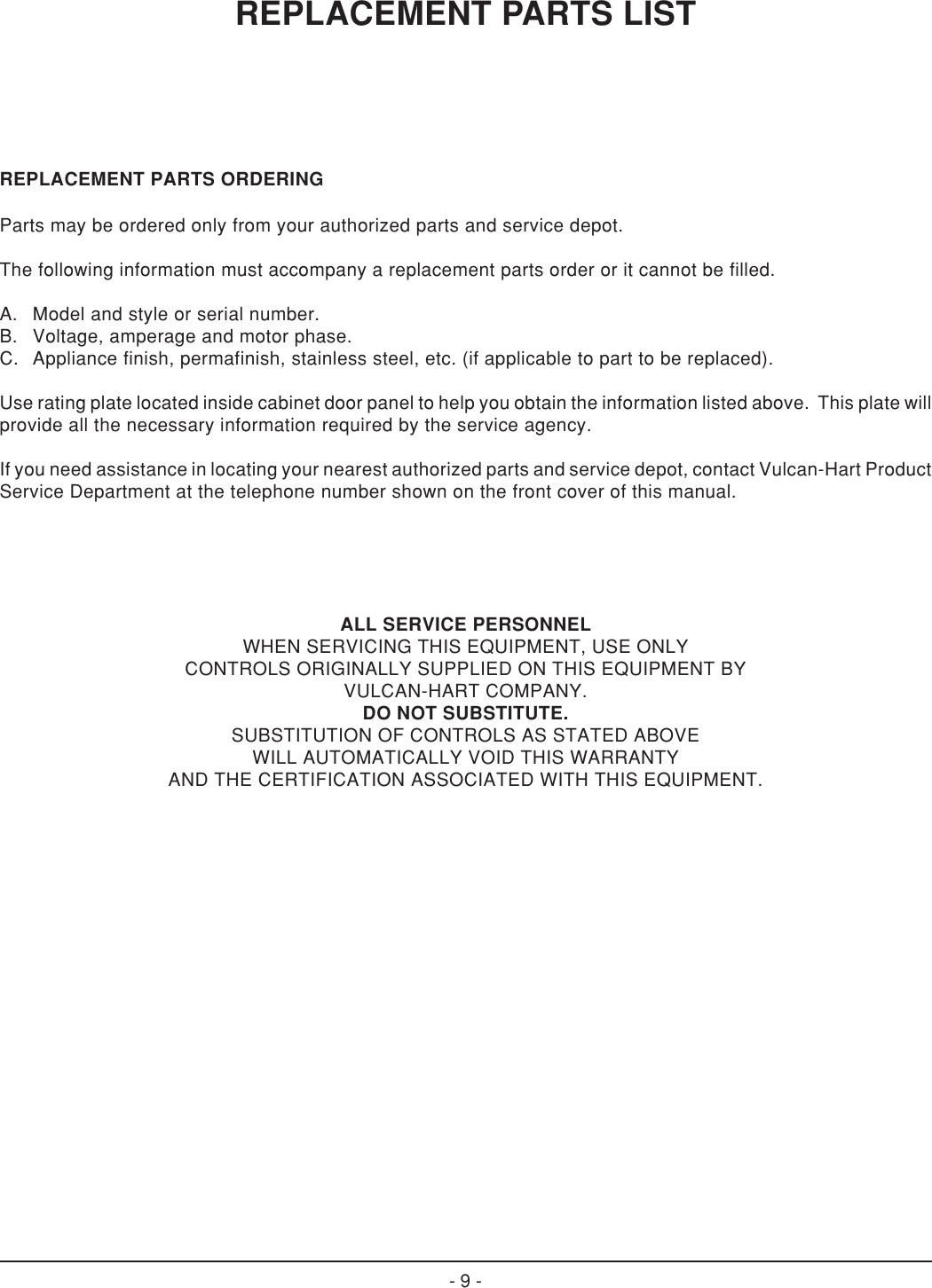 Page 9 of 12 - Vulcan-Hart Vulcan-Hart-Vsx-9000-Users-Manual-  Vulcan-hart-vsx-9000-users-manual