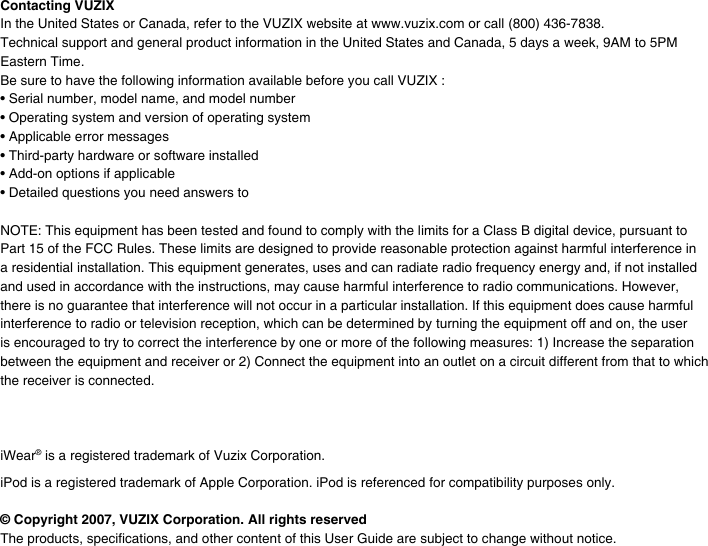 Page 11 of 12 - Vuzix Vuzix-Iwear-Av920-Users-Manual- AV920_manual_English_  Vuzix-iwear-av920-users-manual