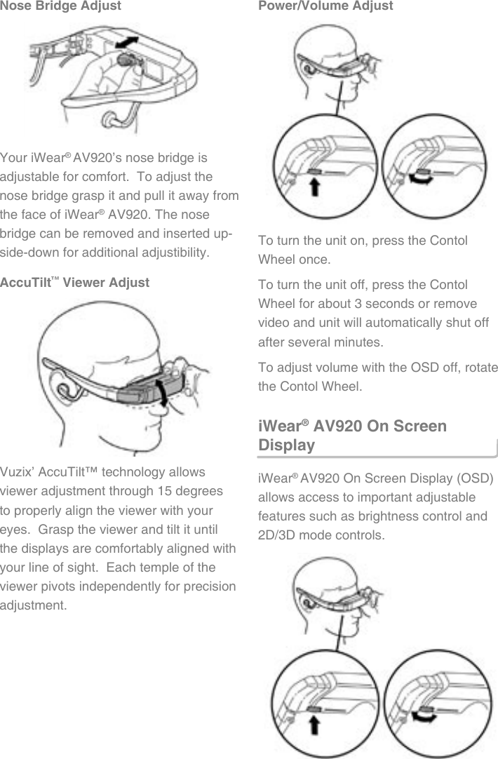 Page 6 of 12 - Vuzix Vuzix-Iwear-Av920-Users-Manual- AV920_manual_English_  Vuzix-iwear-av920-users-manual