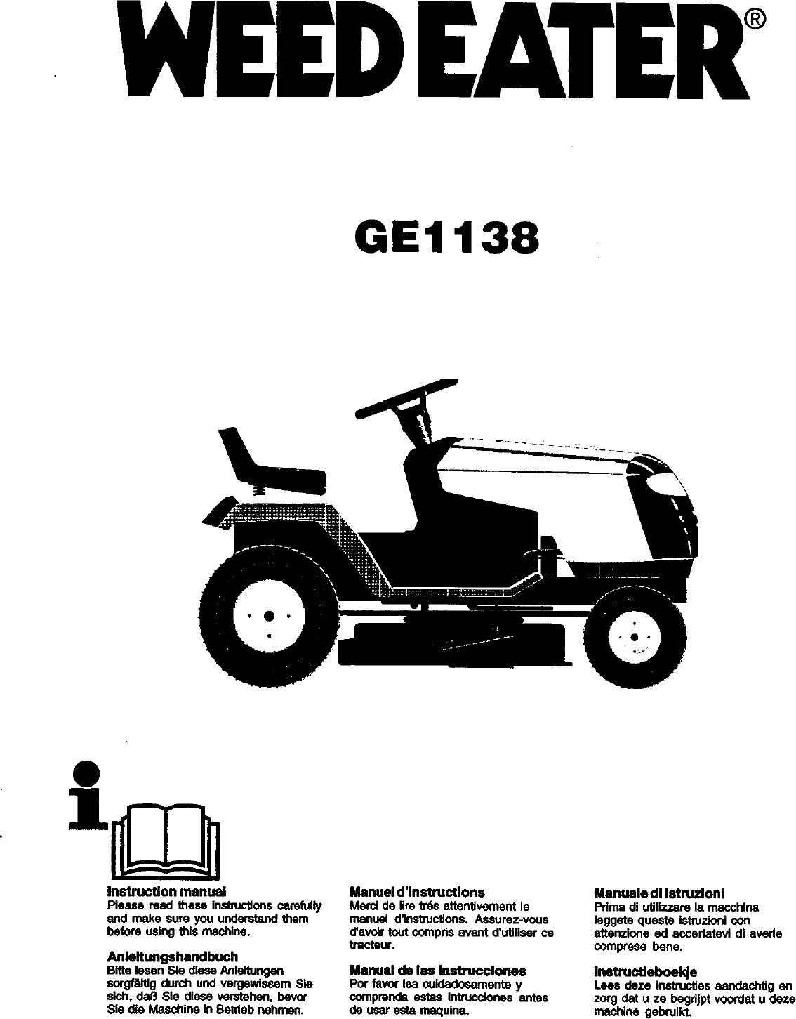 WEEDEATER Lawn, Tractor Manual L0310190