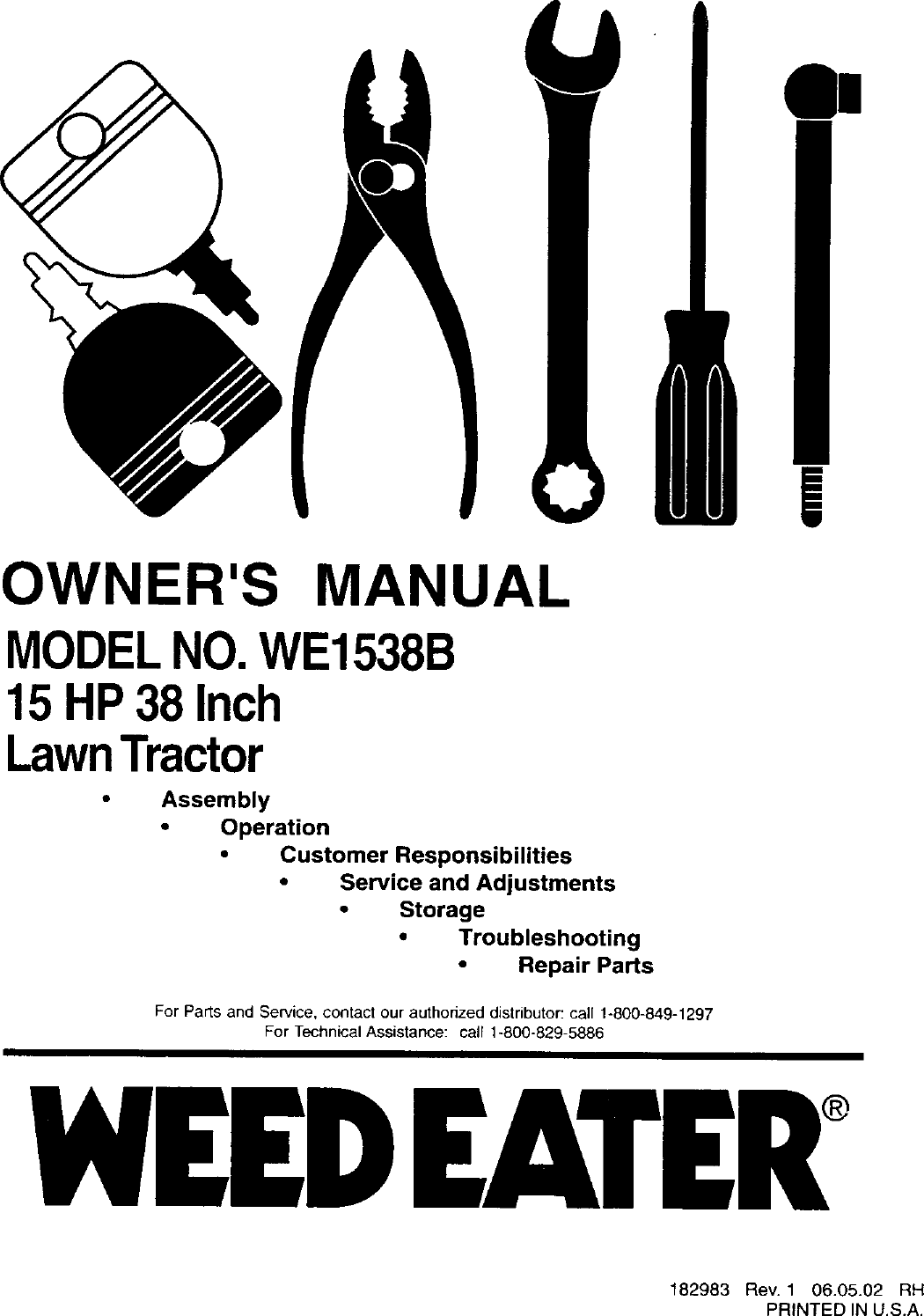 WEEDEATER Lawn, Tractor Manual L0310197