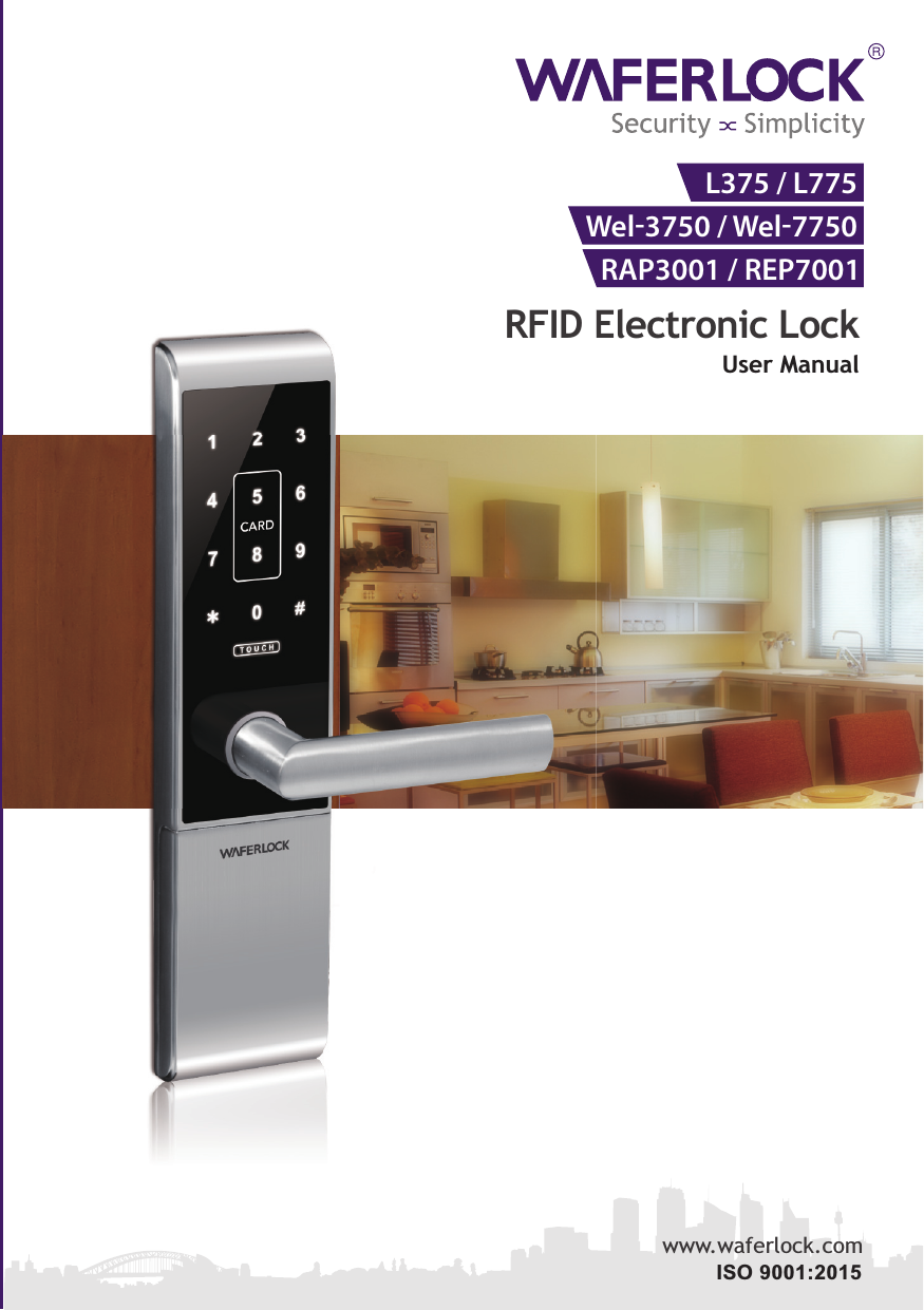 L375 / L775Wel-3750 / Wel-7750RAP3001 / REP7001www.waferlock.comISO 9001:2015WFE Technology CorporationRFID Electronic LockUser ManualRFID
