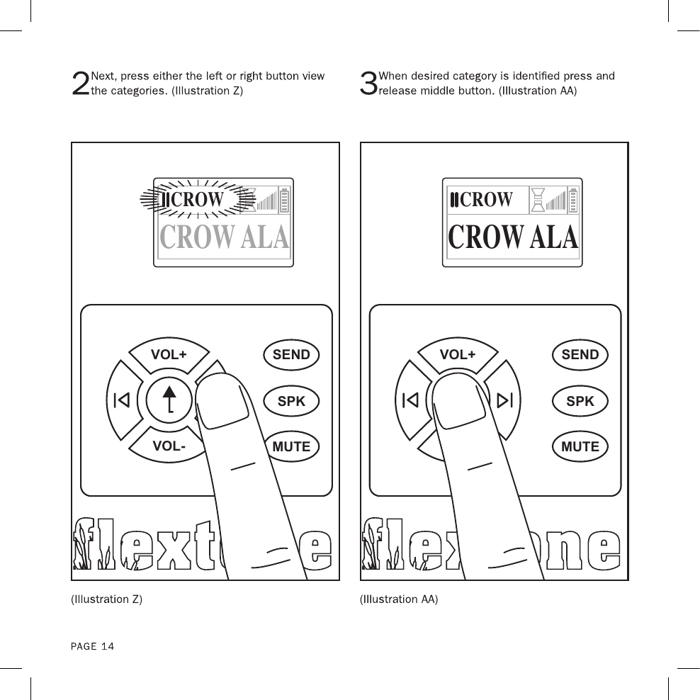 VOL+ SENDSPKMUTEVOL-CROWCROW ALAVOL+ SENDSPKMUTEVOL-CROWCROW ALA