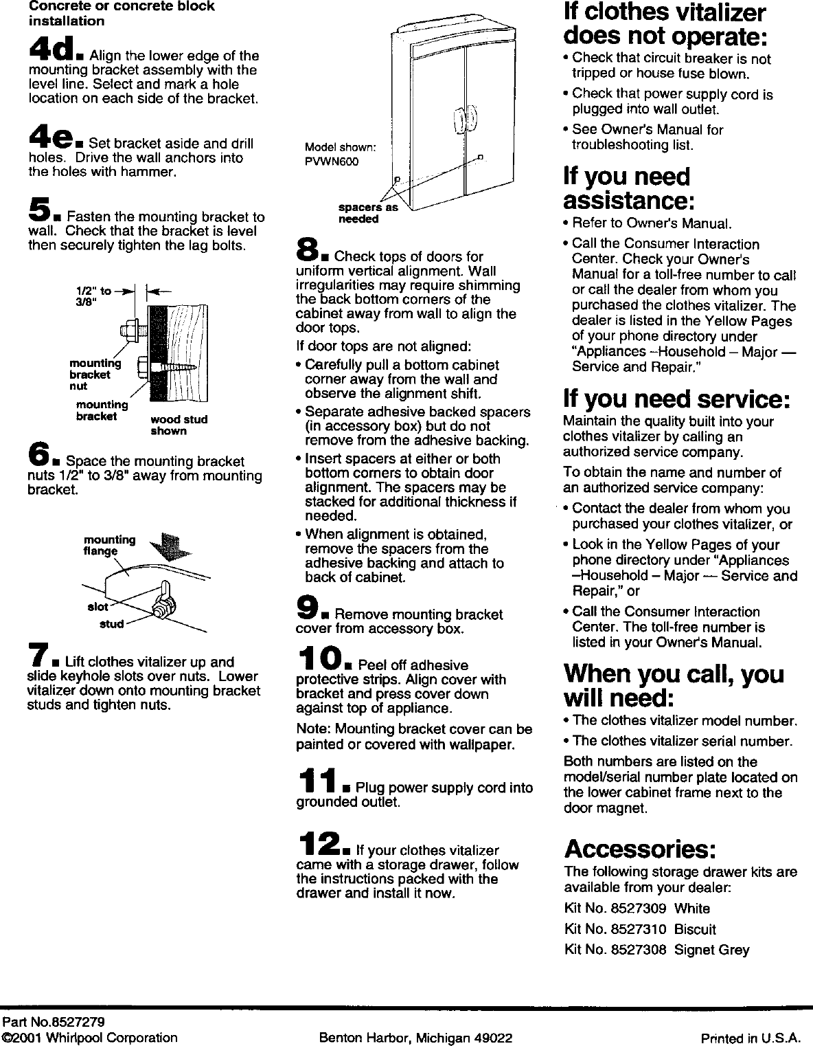Page 4 of 4 - WHIRLPOOL Personal Valet Manual L0204148