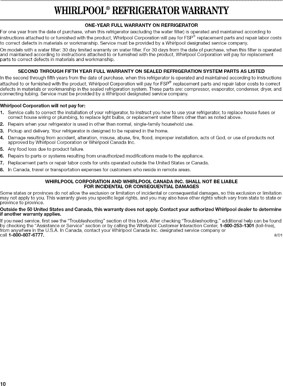 WHIRLPOOL Bottom Mount Refrigerator Manual L0408215