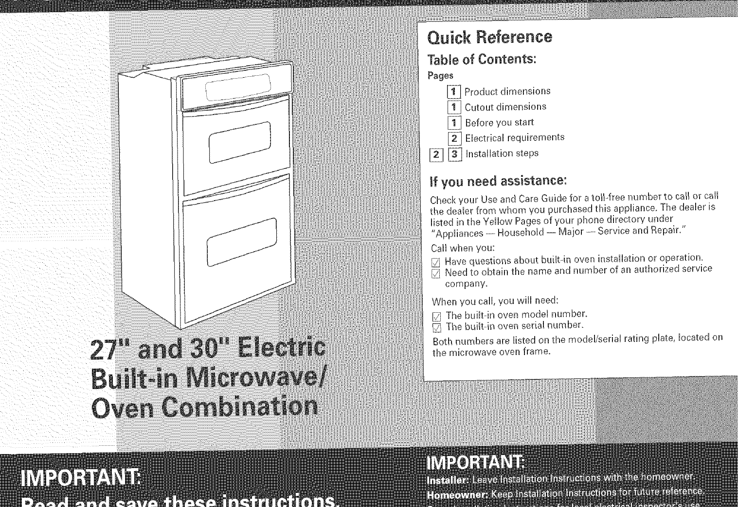 Page 1 of 5 - WHIRLPOOL  Built In Oven, Electric With Microwave Manual L0409230