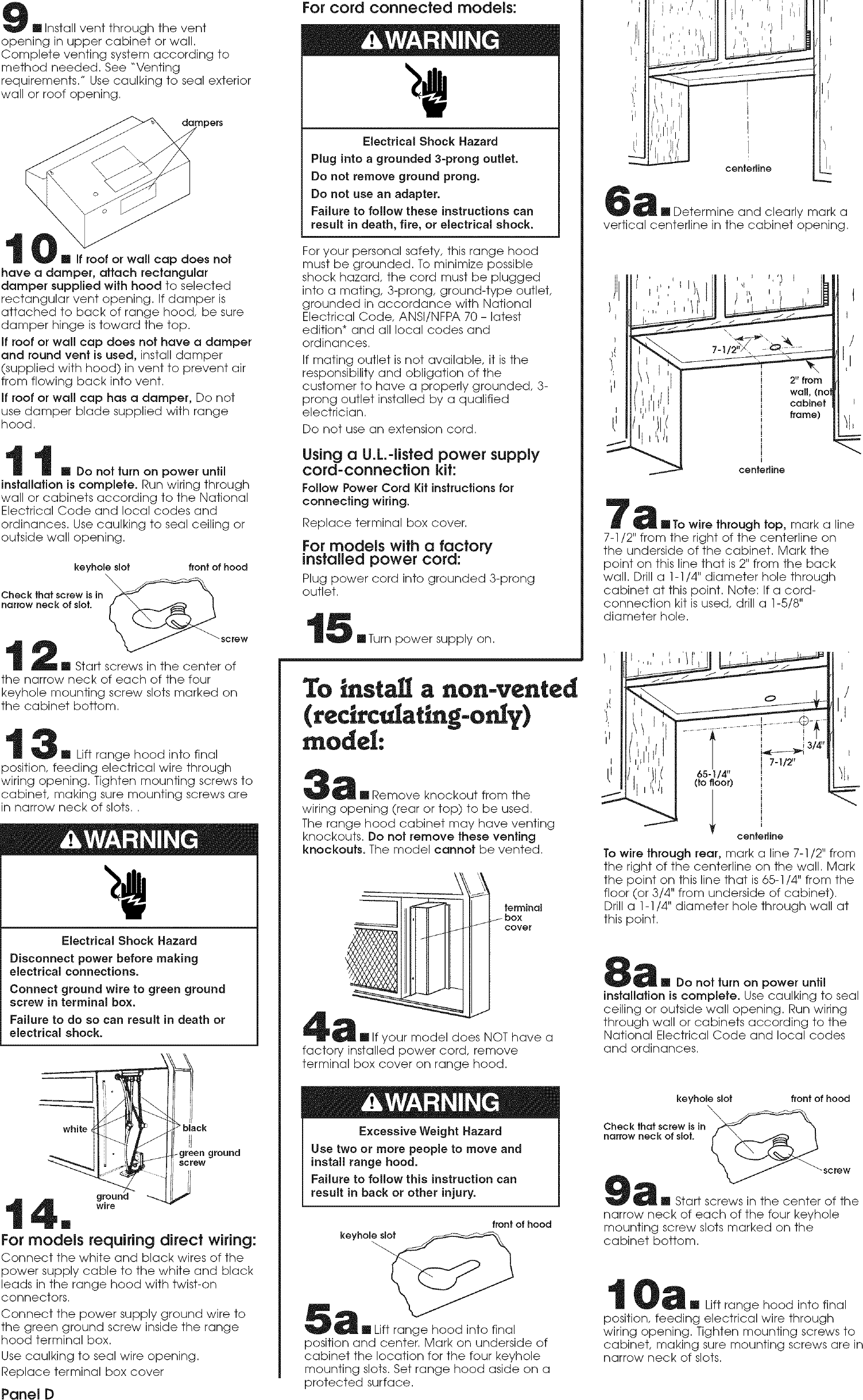 Page 5 of 7 - WHIRLPOOL  Range Hood Manual L0604813