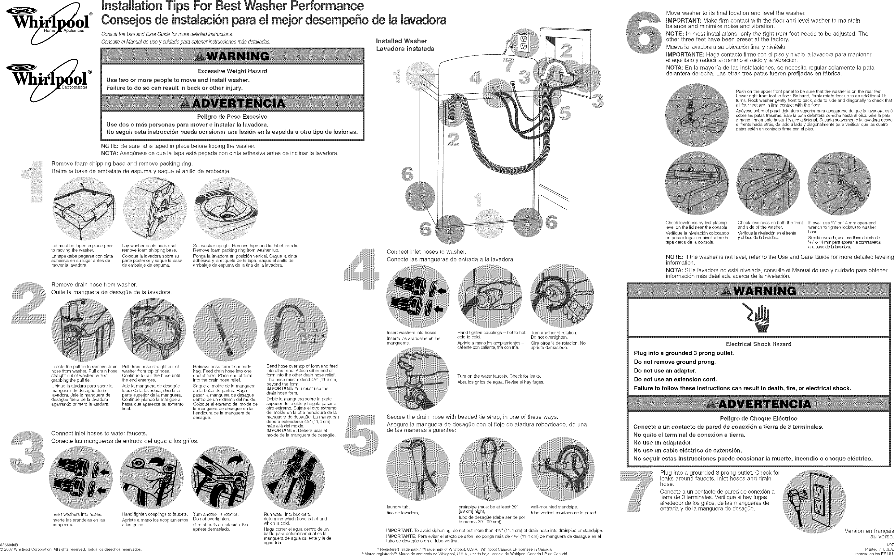 Page 1 of 2 - WHIRLPOOL  Residential Washers Manual L0703226