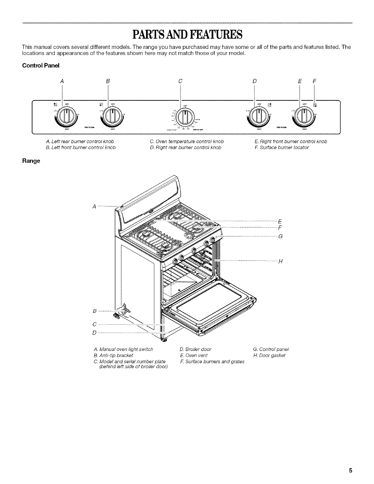 WHIRLPOOL Free Standing, Gas Manual L0801162