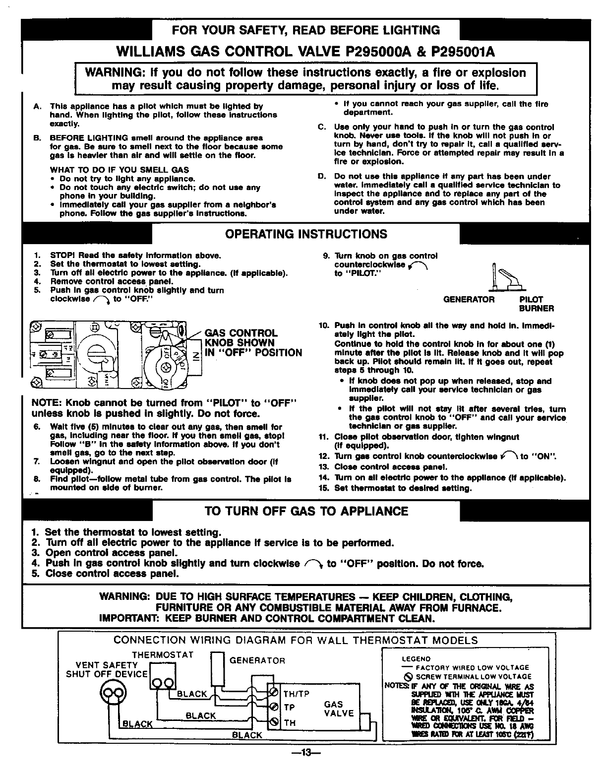 WILLIAMS Heater/LP Gas Manual L0408171