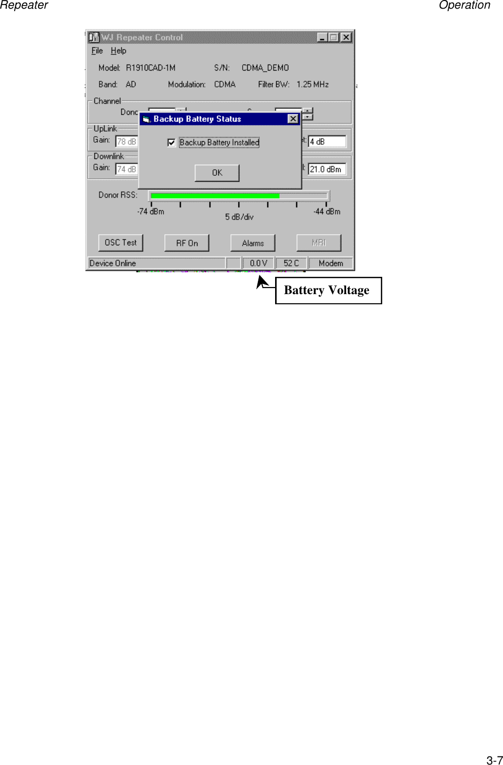 Repeater Operation3-7Battery Voltage