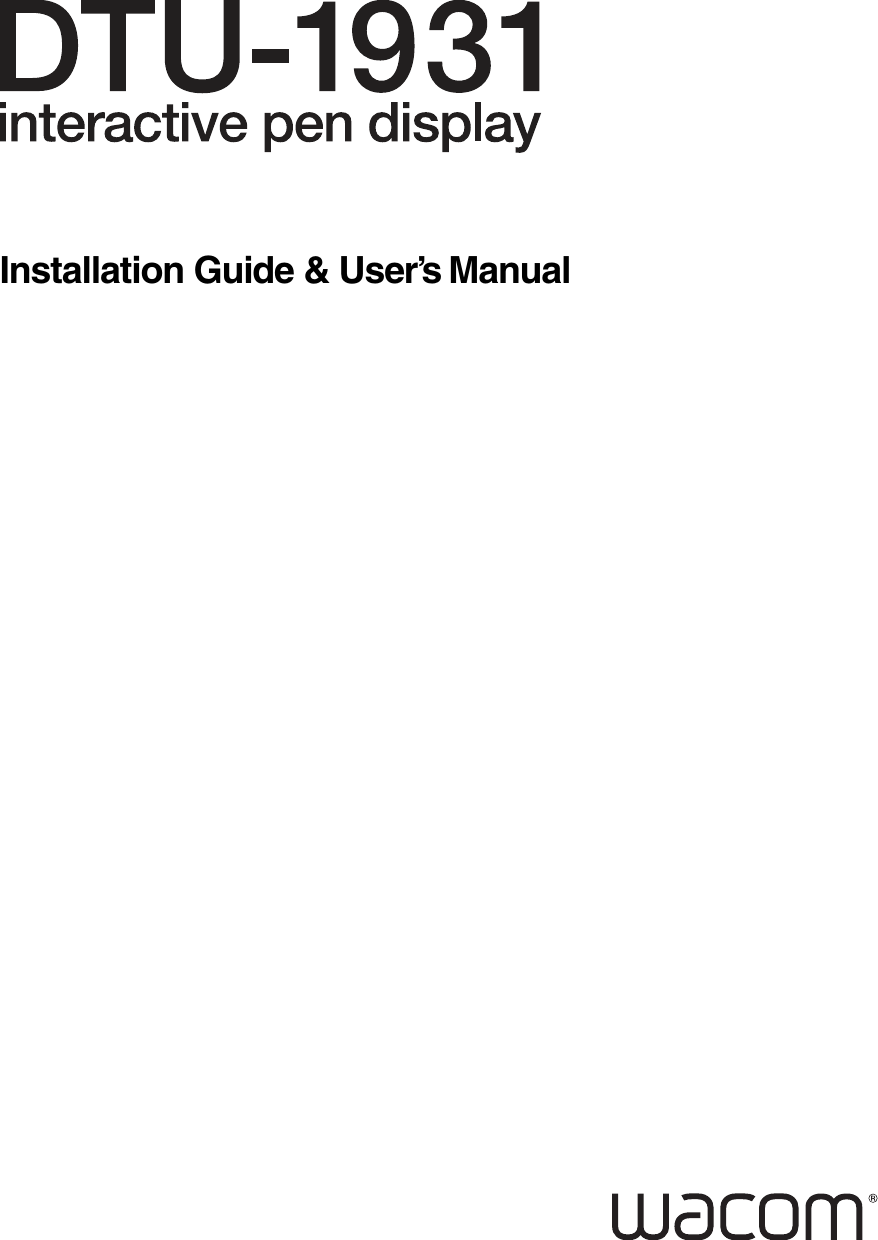 Installation Guide &amp; User’s Manual