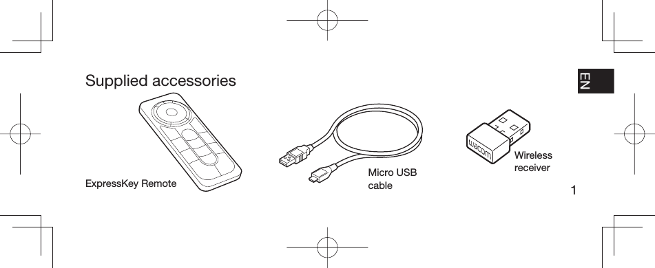 1EN FR ESPT-BRSupplied accessoriesExpressKey RemoteMicro USB cableWireless receiver
