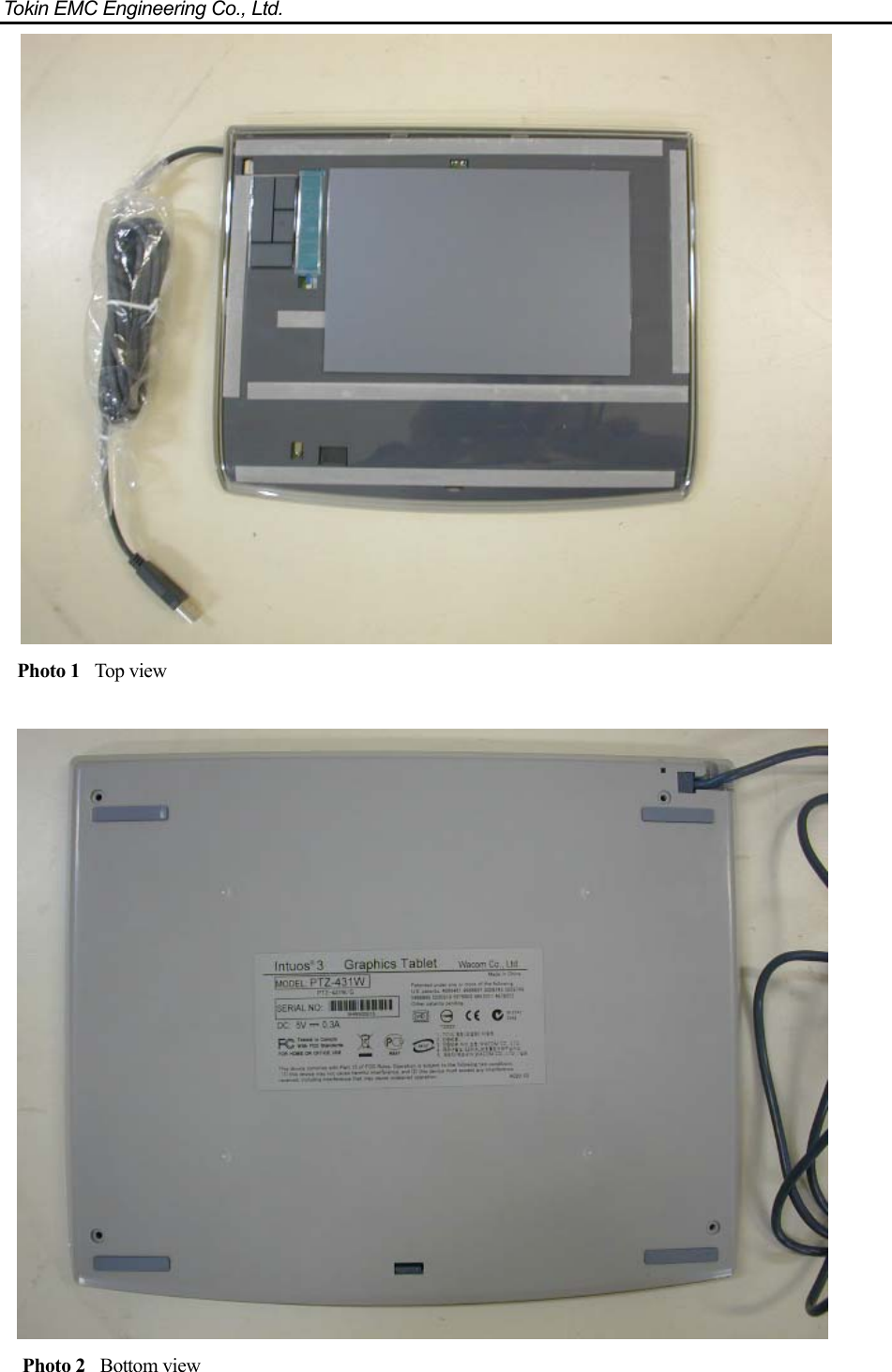 Tokin EMC Engineering Co., Ltd.                   Photo 1 Top view   Photo 2 Bottom view 