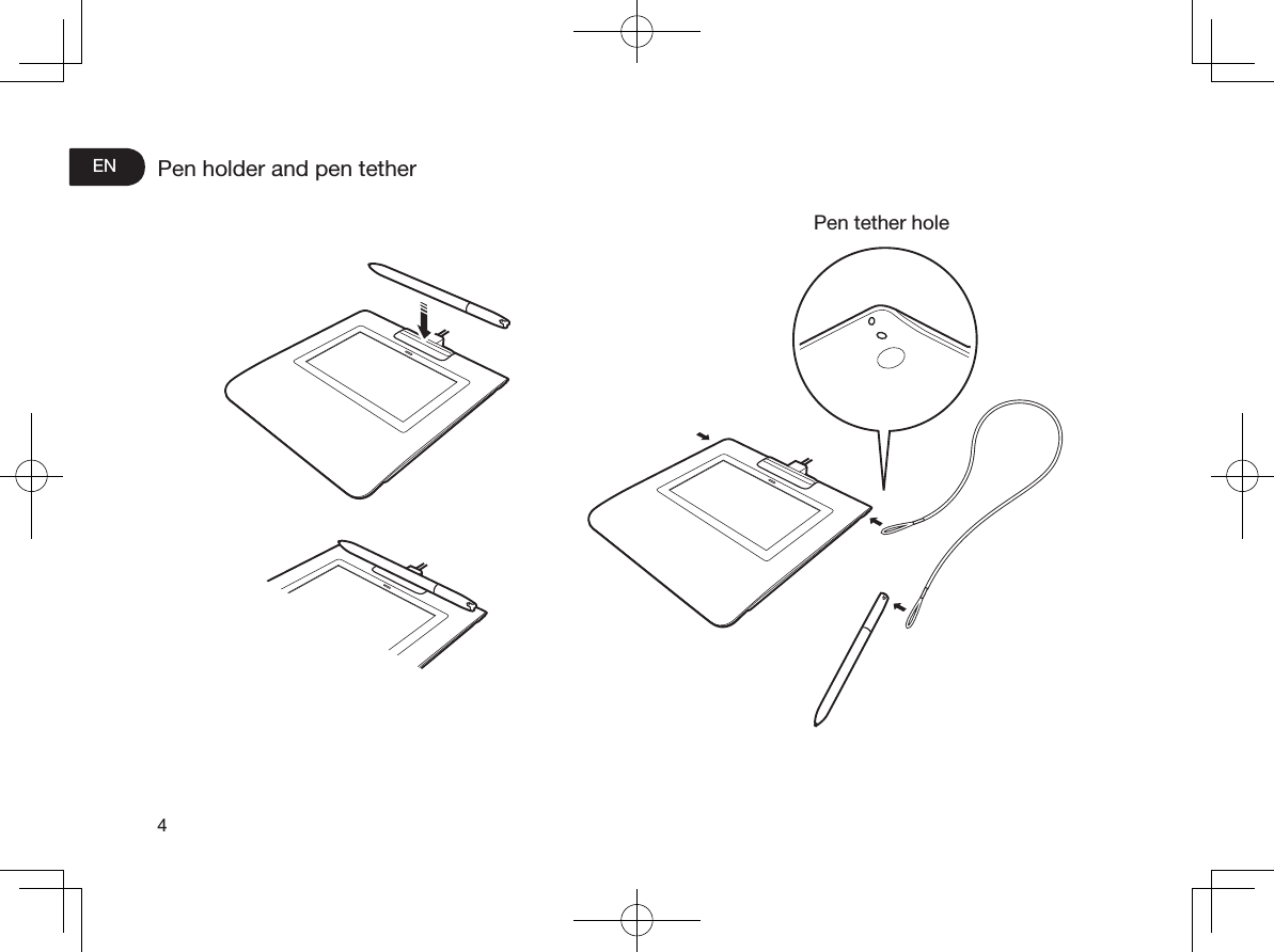 EN4Pen holder and pen tetherPen tether hole