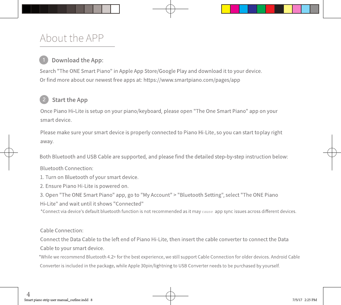 Smart piano strip user manual_outline.indd   8 7/5/17   2:25 PM4cause