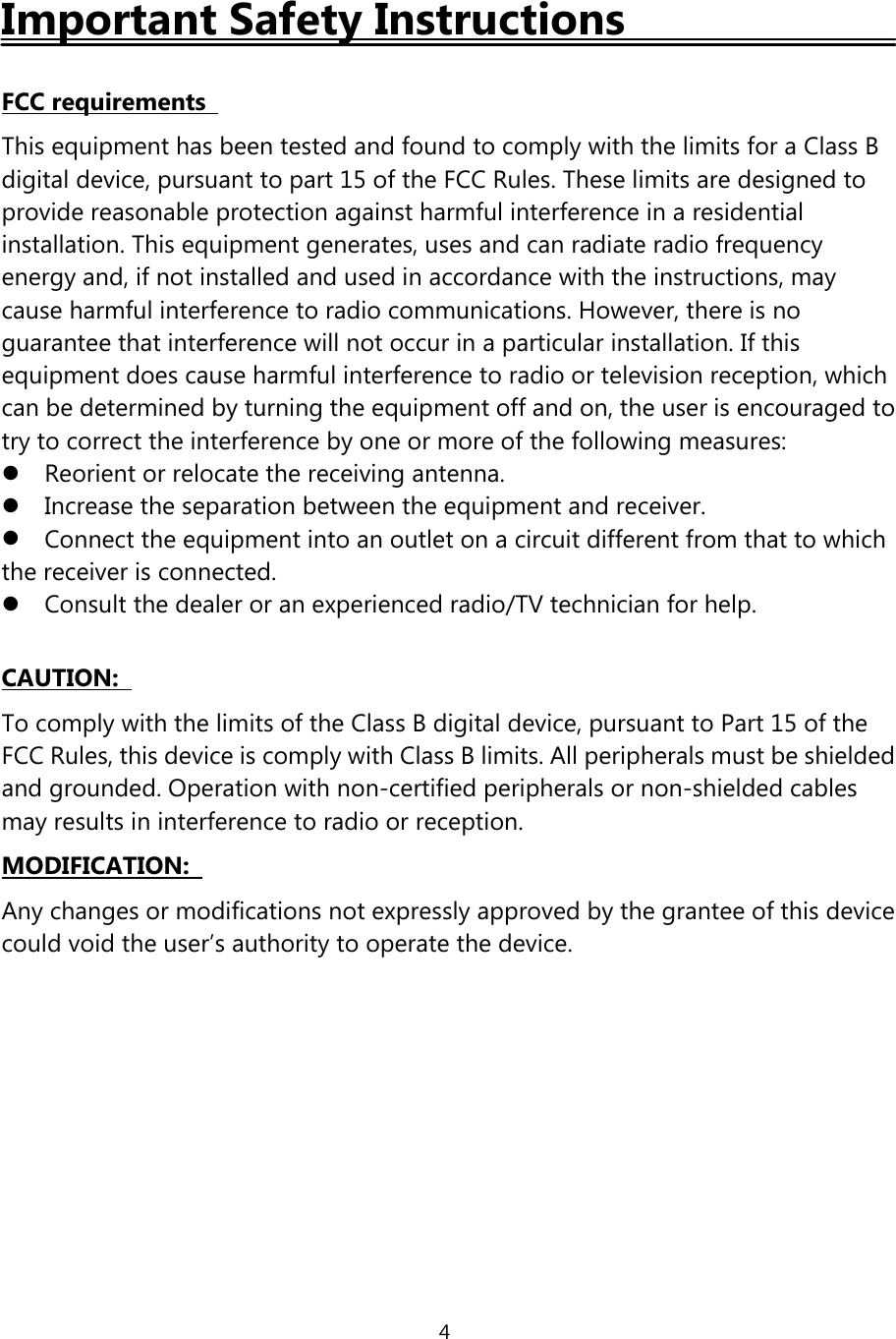 4Important Safety InstructionsFCC requirementsThis equipment has been tested and found to comply with the limits for a Class Bdigital device, pursuant to part 15 of the FCC Rules. These limits are designed toprovide reasonable protection against harmful interference in a residentialinstallation. This equipment generates, uses and can radiate radio frequencyenergy and, if not installed and used in accordance with the instructions, maycause harmful interference to radio communications. However, there is noguarantee that interference will not occur in a particular installation. If thisequipment does cause harmful interference to radio or television reception, whichcan be determined by turning the equipment off and on, the user is encouraged totry to correct the interference by one or more of the following measures:Reorient or relocate the receiving antenna.Increase the separation between the equipment and receiver.Connect the equipment into an outlet on a circuit different from that to whichthe receiver is connected.Consult the dealer or an experienced radio/TV technician for help.CAUTION:To comply with the limits of the Class B digital device, pursuant to Part 15 of theFCC Rules, this device is comply with Class B limits. All peripherals must be shieldedand grounded. Operation with non-certified peripherals or non-shielded cablesmay results in interference to radio or reception.MODIFICATION:Any changes or modifications not expressly approved by the grantee of this devicecould void the user’s authority to operate the device.