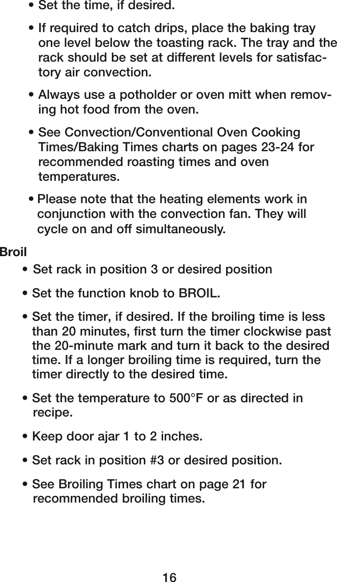Convection Oven Roasting Chart