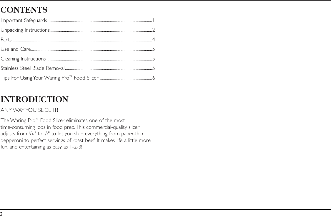 Page 4 of 8 - Waring Waring-Fs150-Users-Manual-  Waring-fs150-users-manual