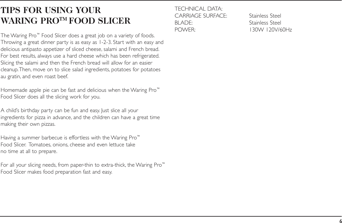 Page 7 of 8 - Waring Waring-Fs150-Users-Manual-  Waring-fs150-users-manual
