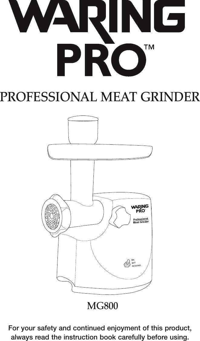 Page 1 of 12 - Waring Waring-Mg800-Users-Manual-  Waring-mg800-users-manual
