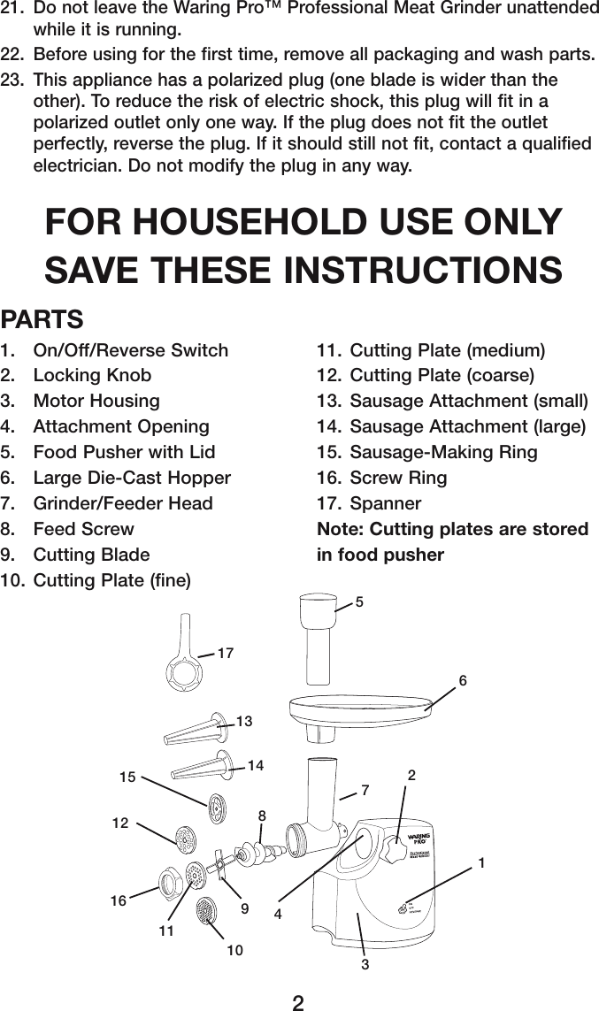 Page 3 of 12 - Waring Waring-Mg800-Users-Manual-  Waring-mg800-users-manual
