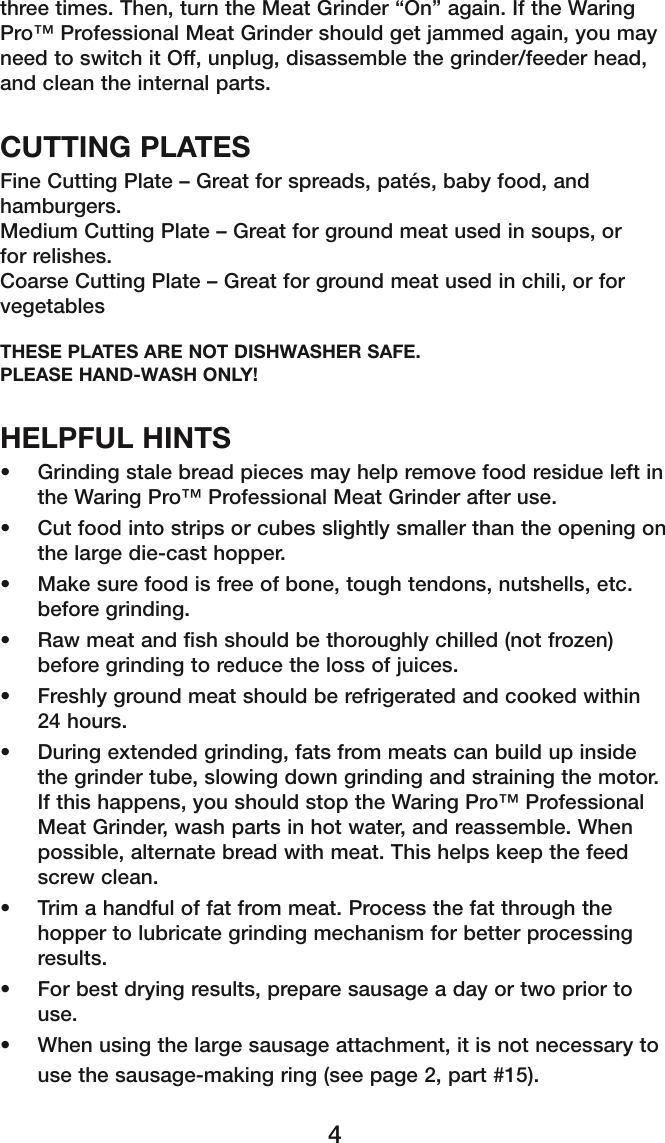 Page 5 of 12 - Waring Waring-Mg800-Users-Manual-  Waring-mg800-users-manual