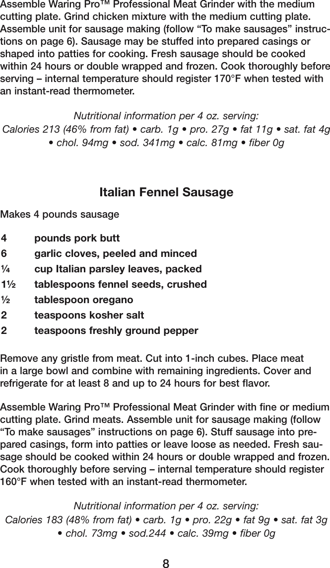 Page 9 of 12 - Waring Waring-Mg800-Users-Manual-  Waring-mg800-users-manual