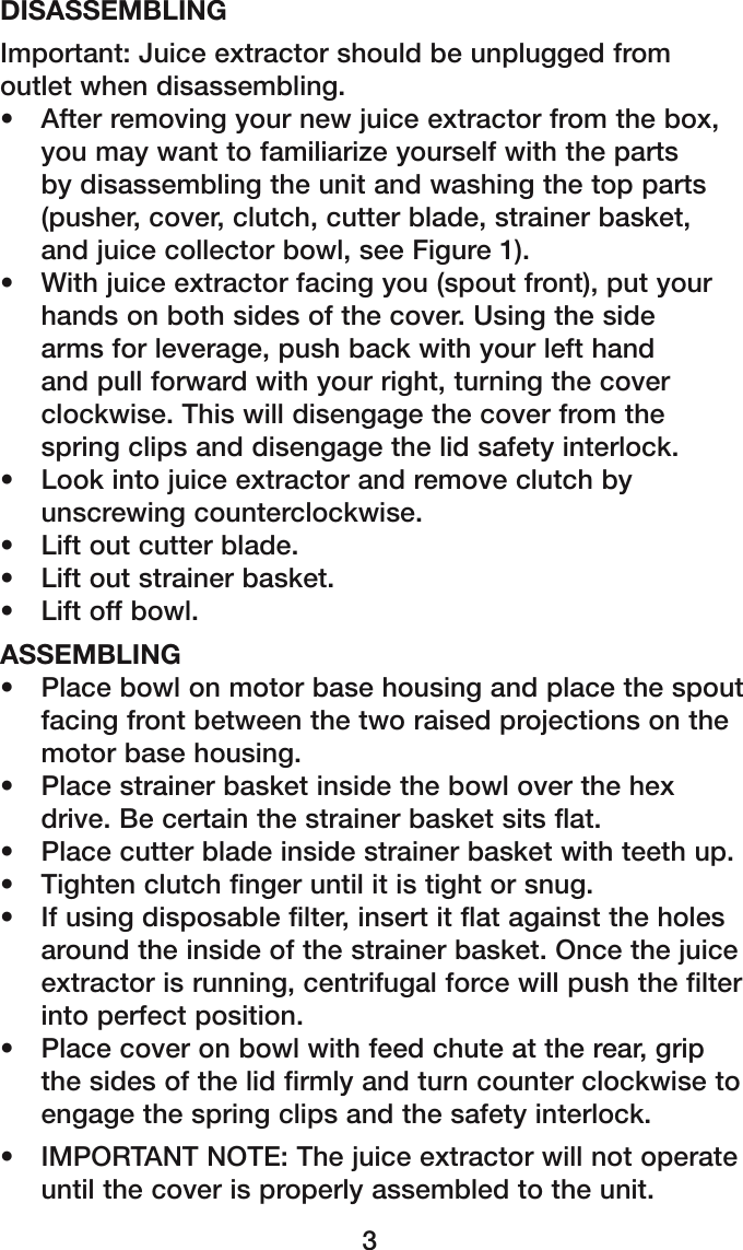 Page 4 of 12 - Waring Waring-Pro-Professional-Juice-Extractor-Pje-Series-Users-Manual-  Waring-pro-professional-juice-extractor-pje-series-users-manual