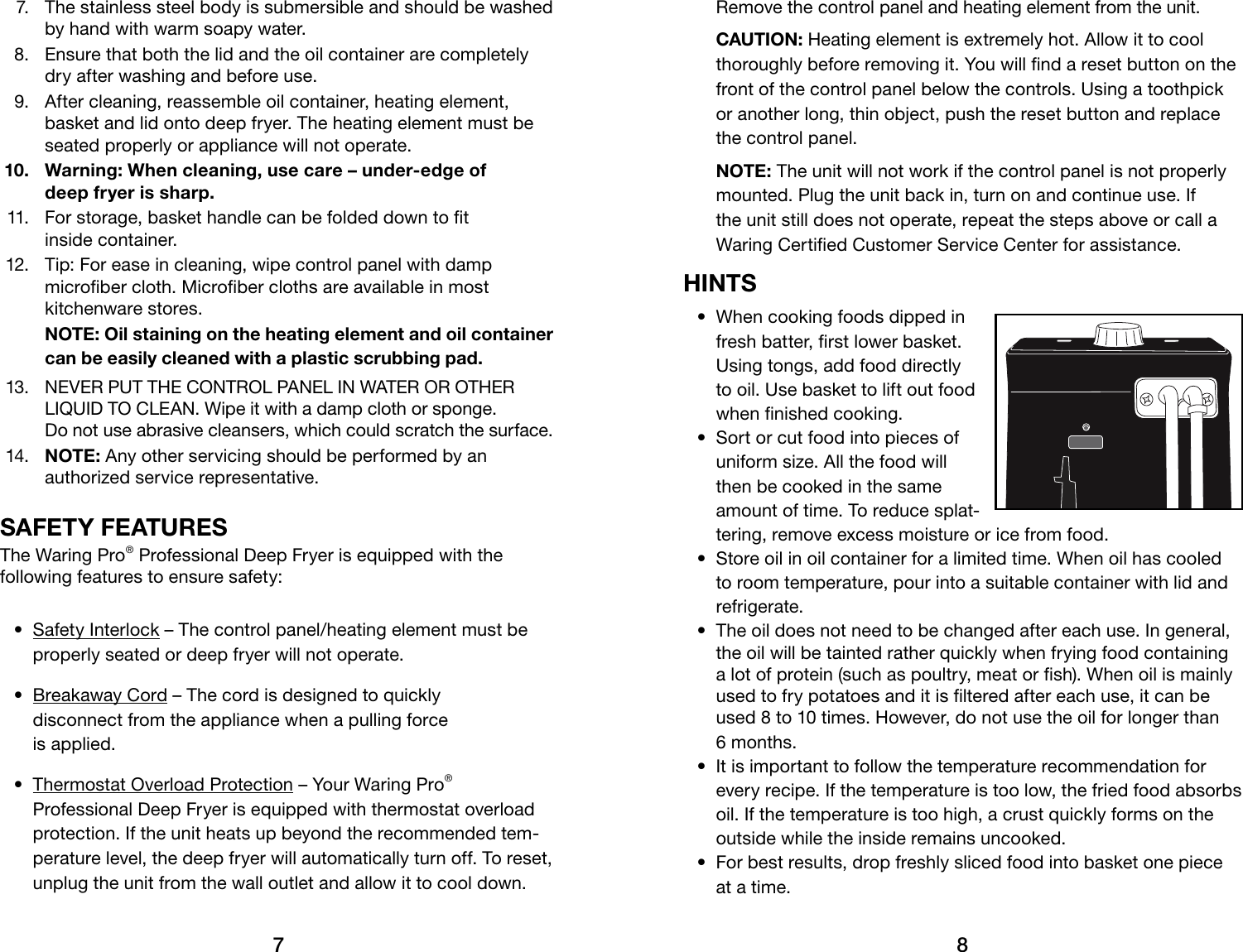 Page 5 of 11 - Waring Waring-Waring-Pro-Professional-Deep-Fryer-Df175-Users-Manual-  Waring-waring-pro-professional-deep-fryer-df175-users-manual