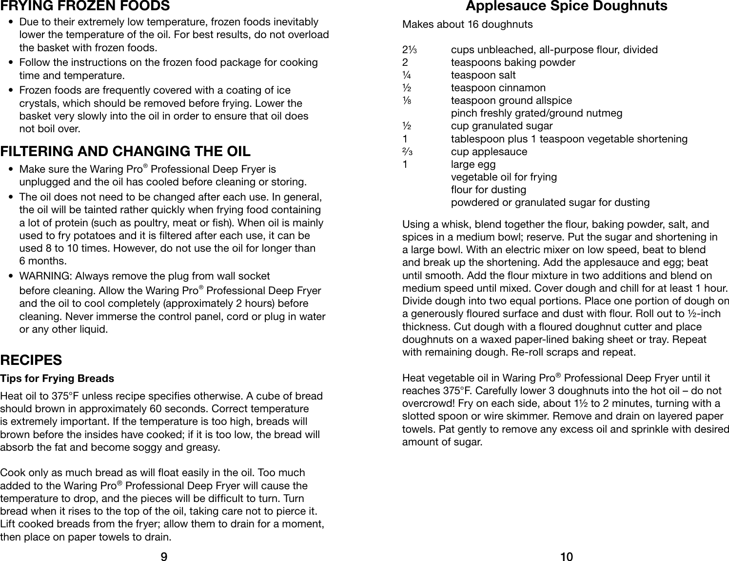 Page 6 of 11 - Waring Waring-Waring-Pro-Professional-Deep-Fryer-Df175-Users-Manual-  Waring-waring-pro-professional-deep-fryer-df175-users-manual