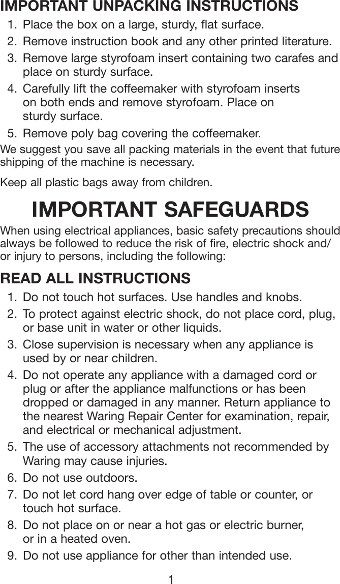 Page 2 of 12 - Waring Waring-Wc1000-Users-Manual-  Waring-wc1000-users-manual