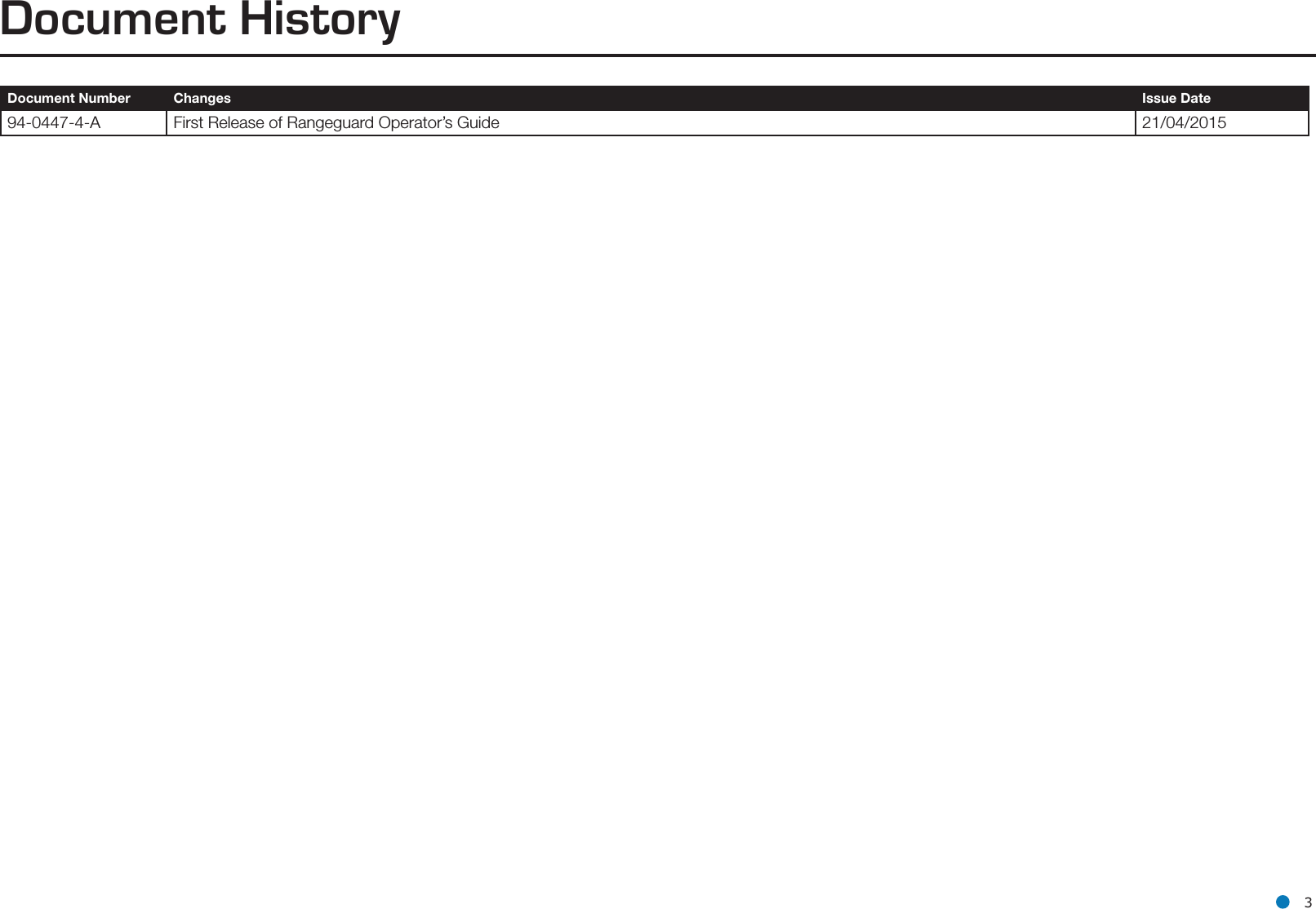 l 3Document HistoryDocument Number Changes Issue Date94-0447-4-A First Release of Rangeguard Operator’s Guide 21/04/2015
