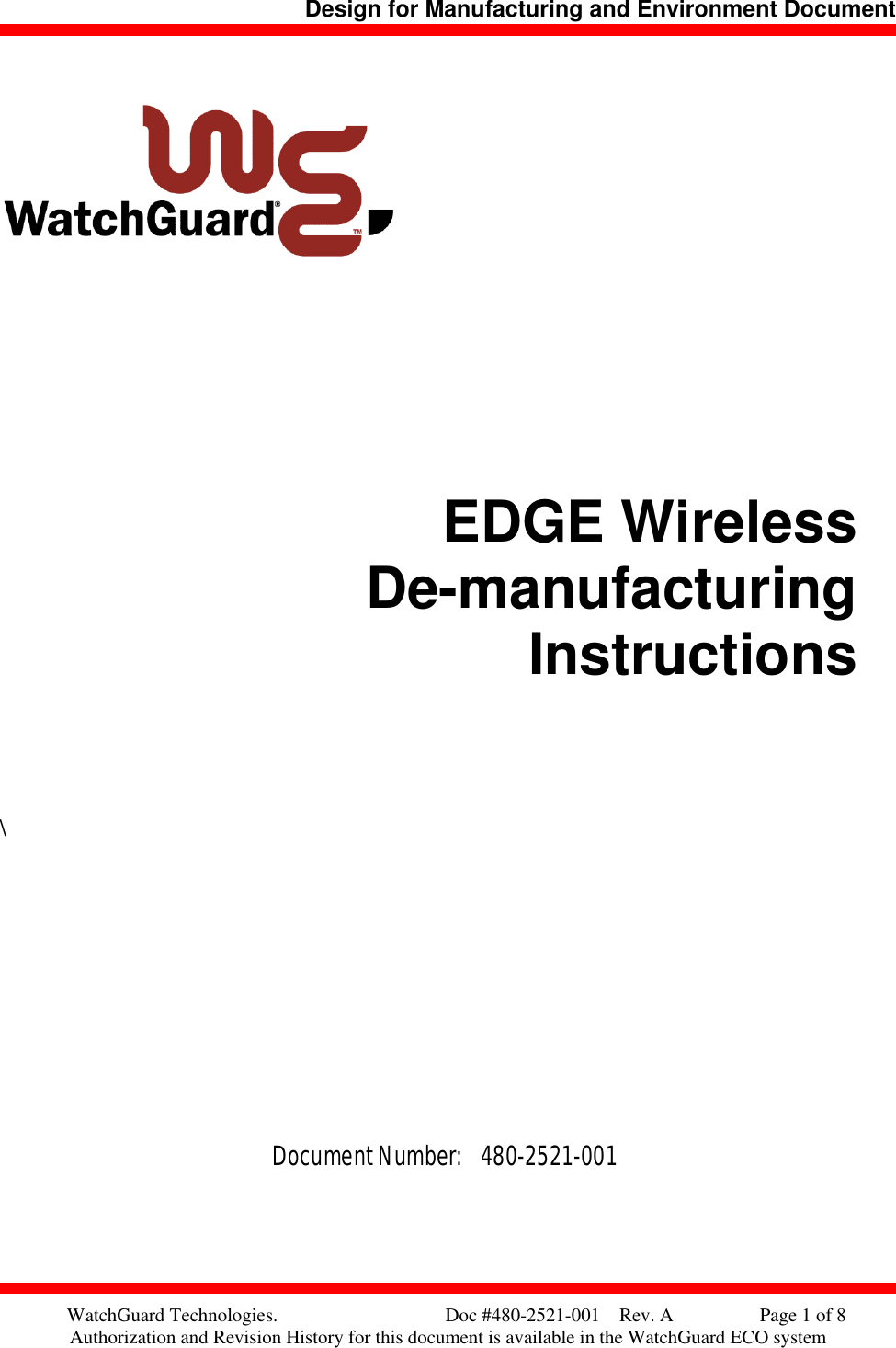 Watchguard Technologies Wireless Office Headset Firebox X5W Users