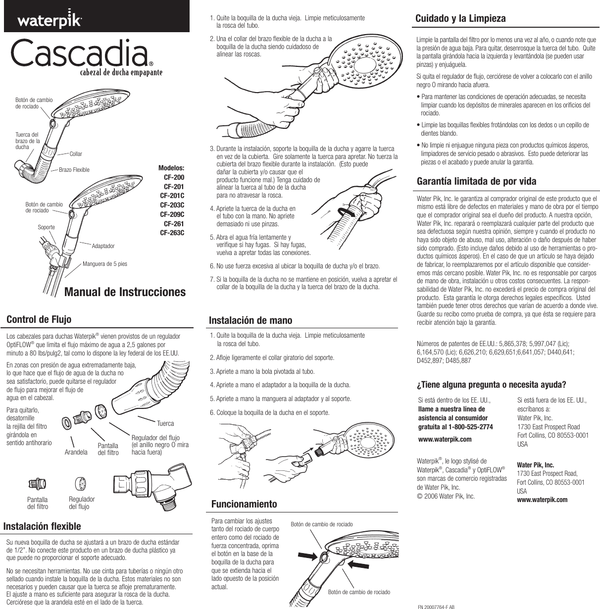 Page 2 of 2 - Waterpik-Technologies Waterpik-Technologies-Cascadia-Cf-200-Users-Manual-  Waterpik-technologies-cascadia-cf-200-users-manual