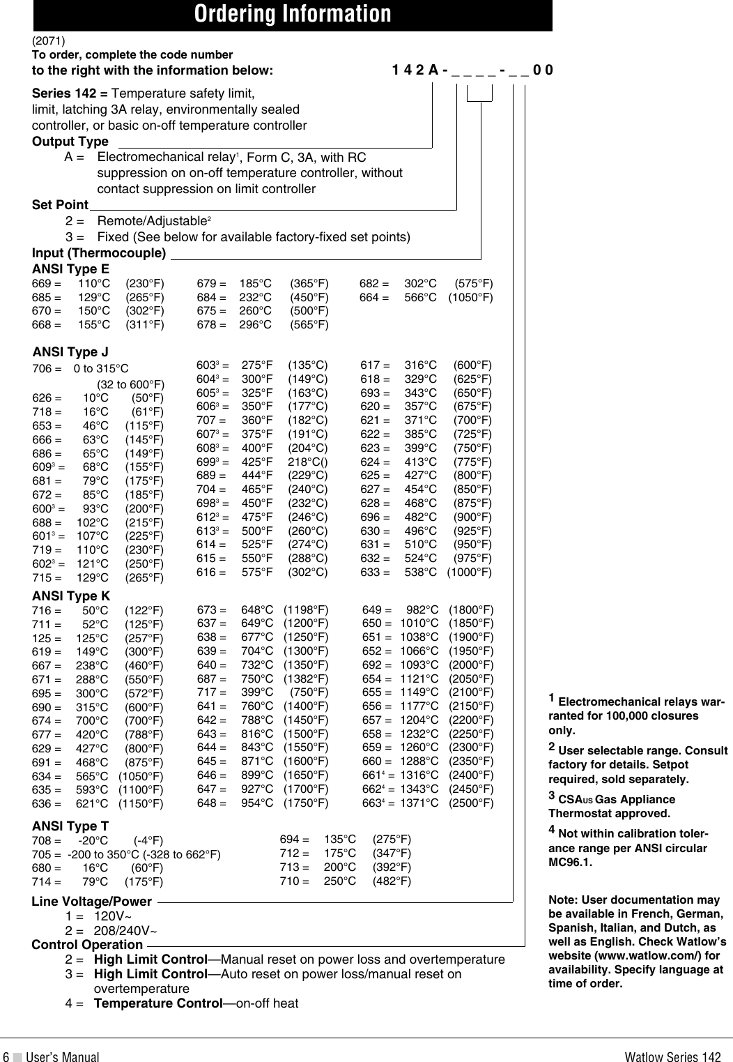 Page 6 of 8 - Watlow-Electric Watlow-Electric-Series-142-Users-Manual- 142AE_E  Watlow-electric-series-142-users-manual