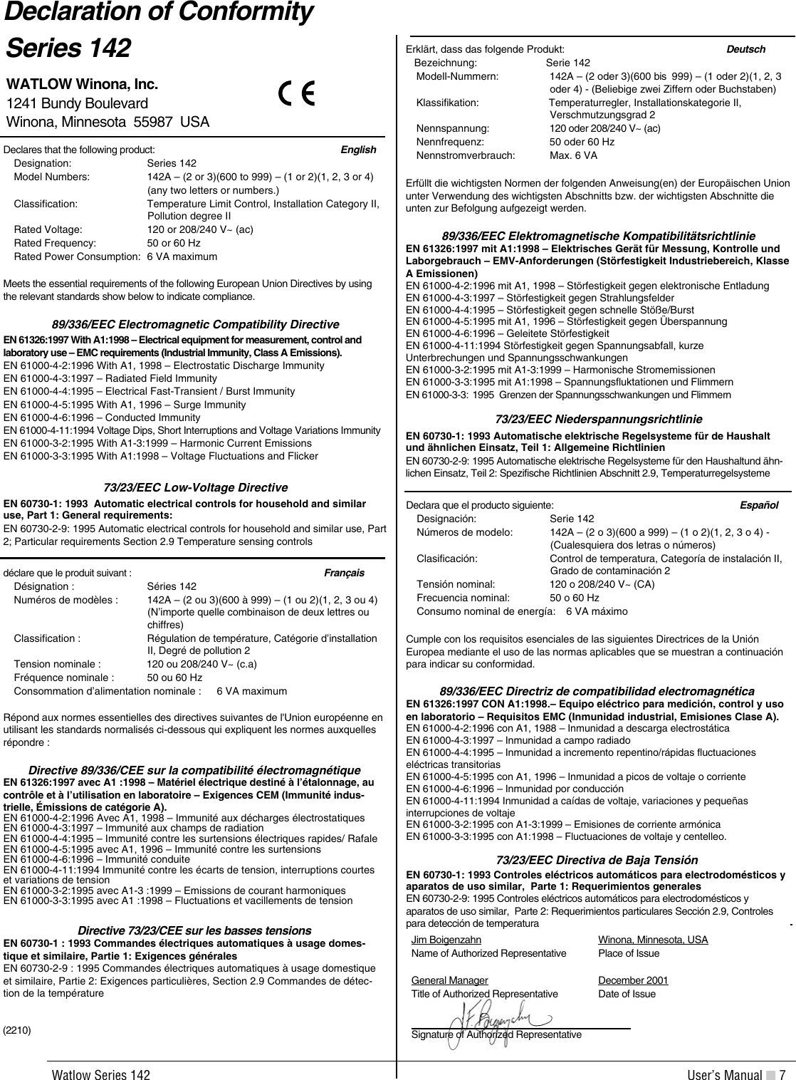 Page 7 of 8 - Watlow-Electric Watlow-Electric-Series-142-Users-Manual- 142AE_E  Watlow-electric-series-142-users-manual