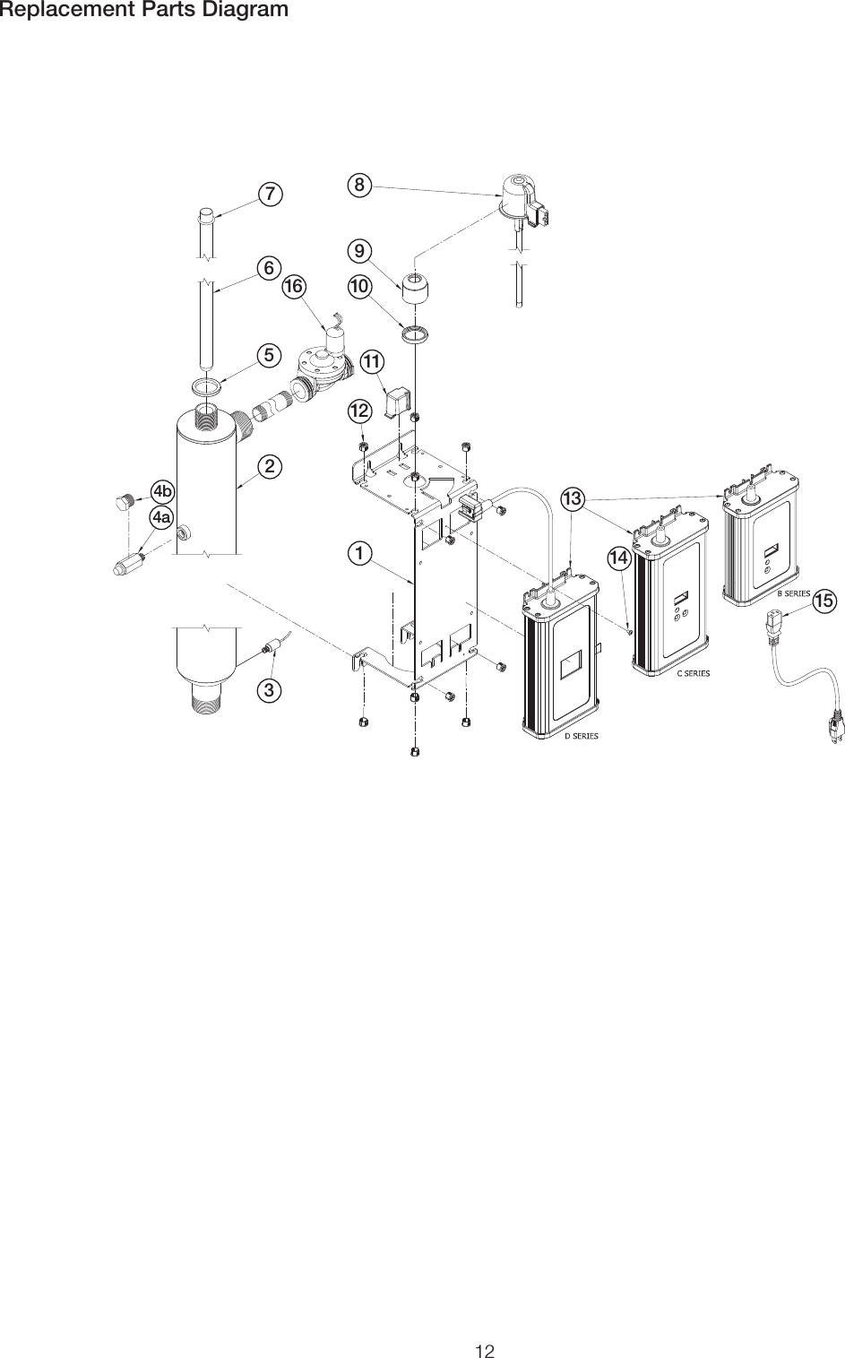 1276521391011121314154b4a168Replacement Parts Diagram